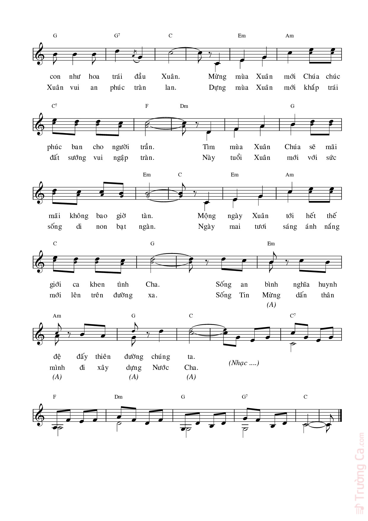 Page 2 of Sheet music PDF Xuân ca - Đức Dũng