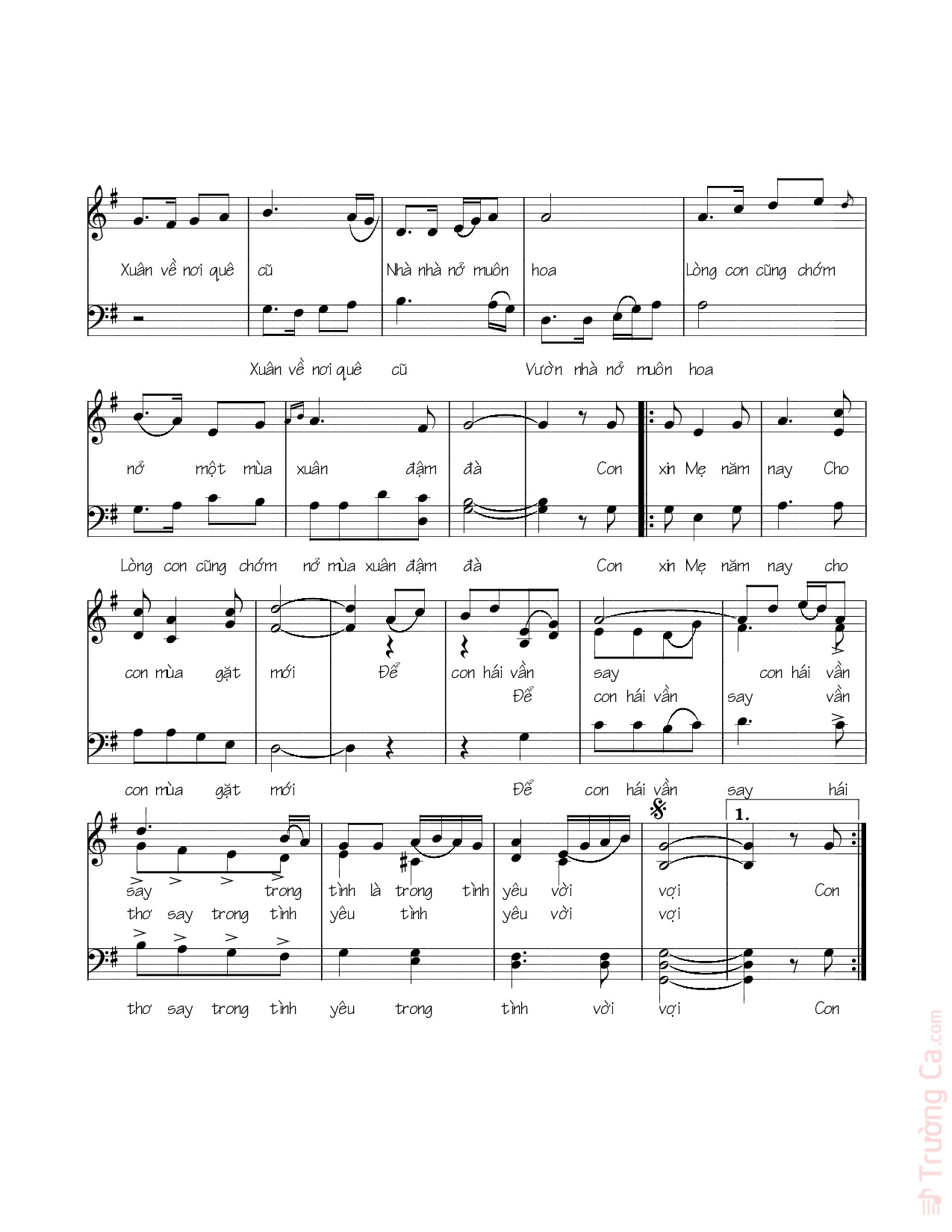Page 2 of Sheet music PDF Xuân chầu Mẹ - Kim Long