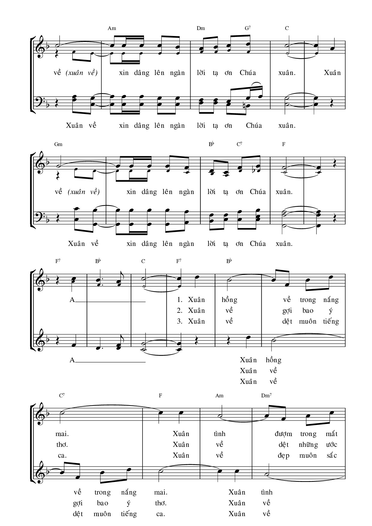 Page 2 of Sheet music PDF Xuân đã về - Ngọc Linh