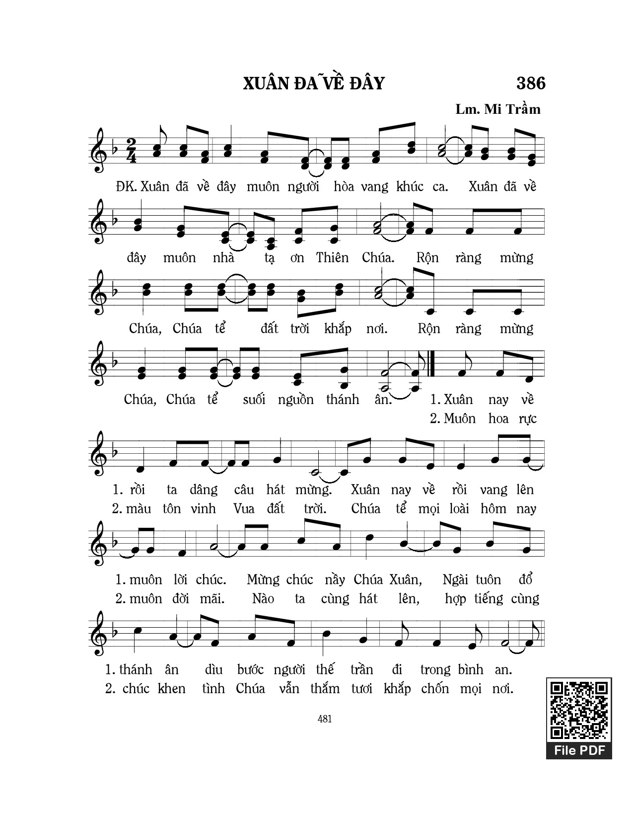 Page 1 of Sheet music PDF Xuân đã về đây - Mi Trầm