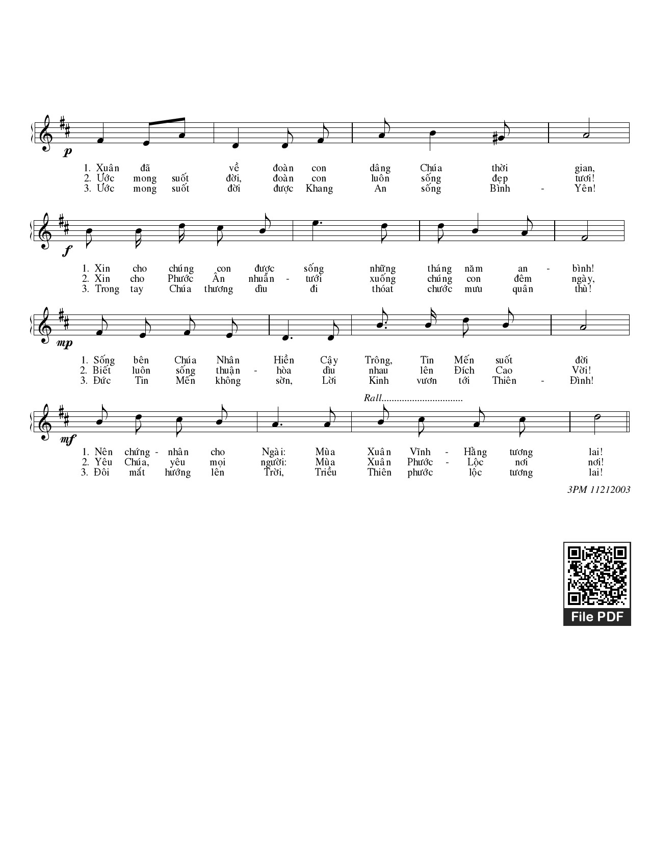 Page 2 of Sheet music PDF Xuân đến rồi - Nguyên Kha