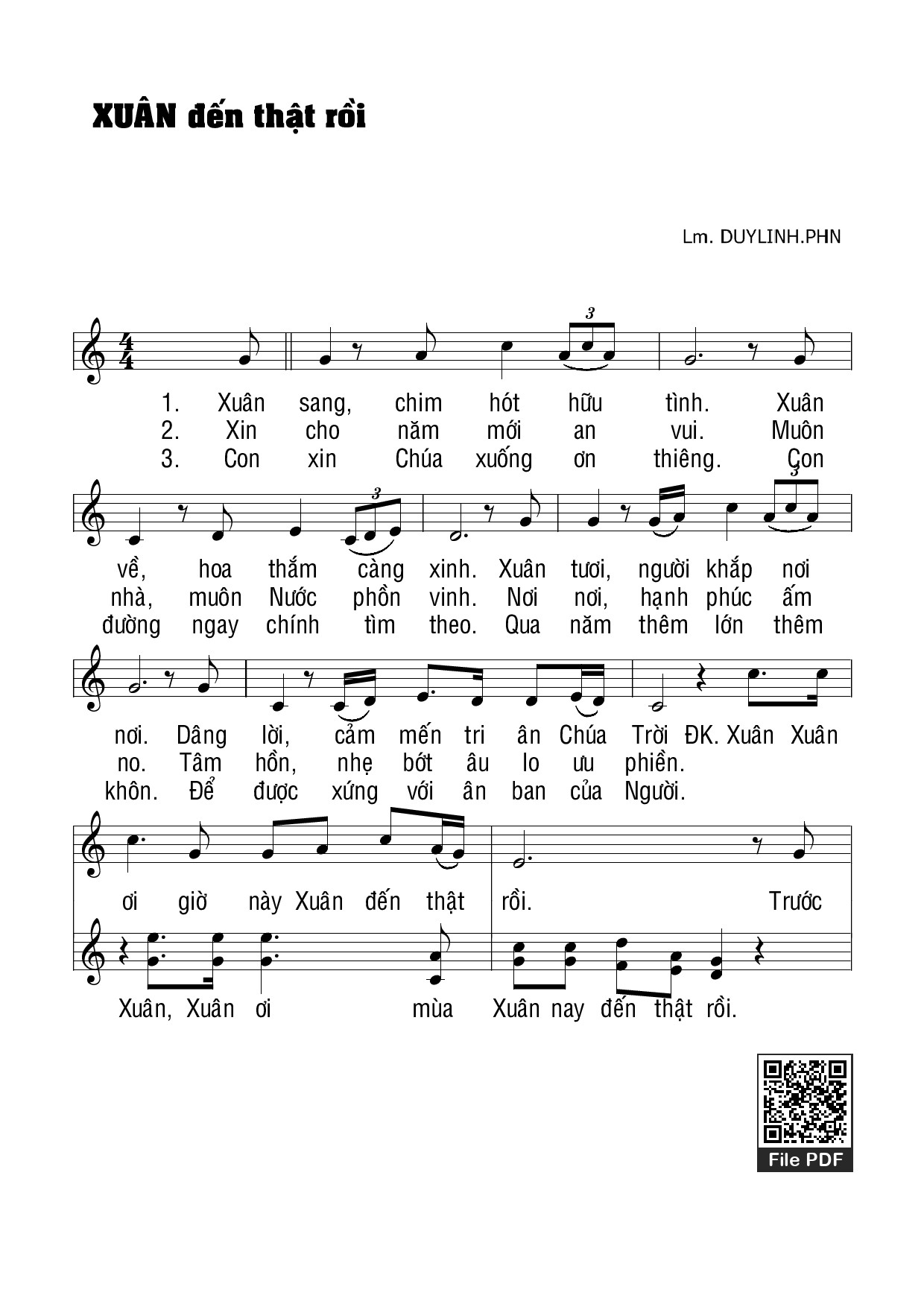 Sheet PDF of Xuân đến thật rồi