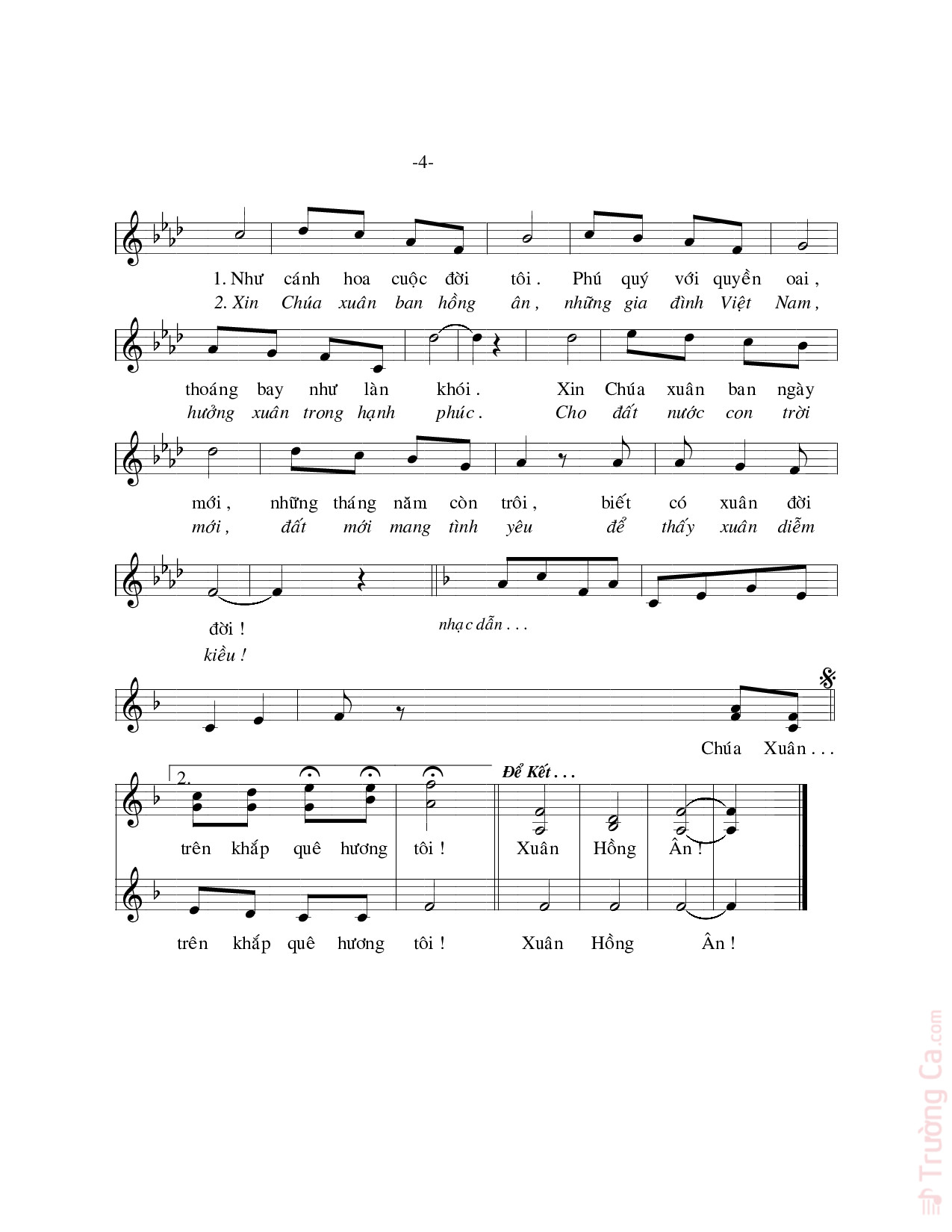 Page 4 of Sheet music PDF Xuân hồng ân - Hải Ánh
