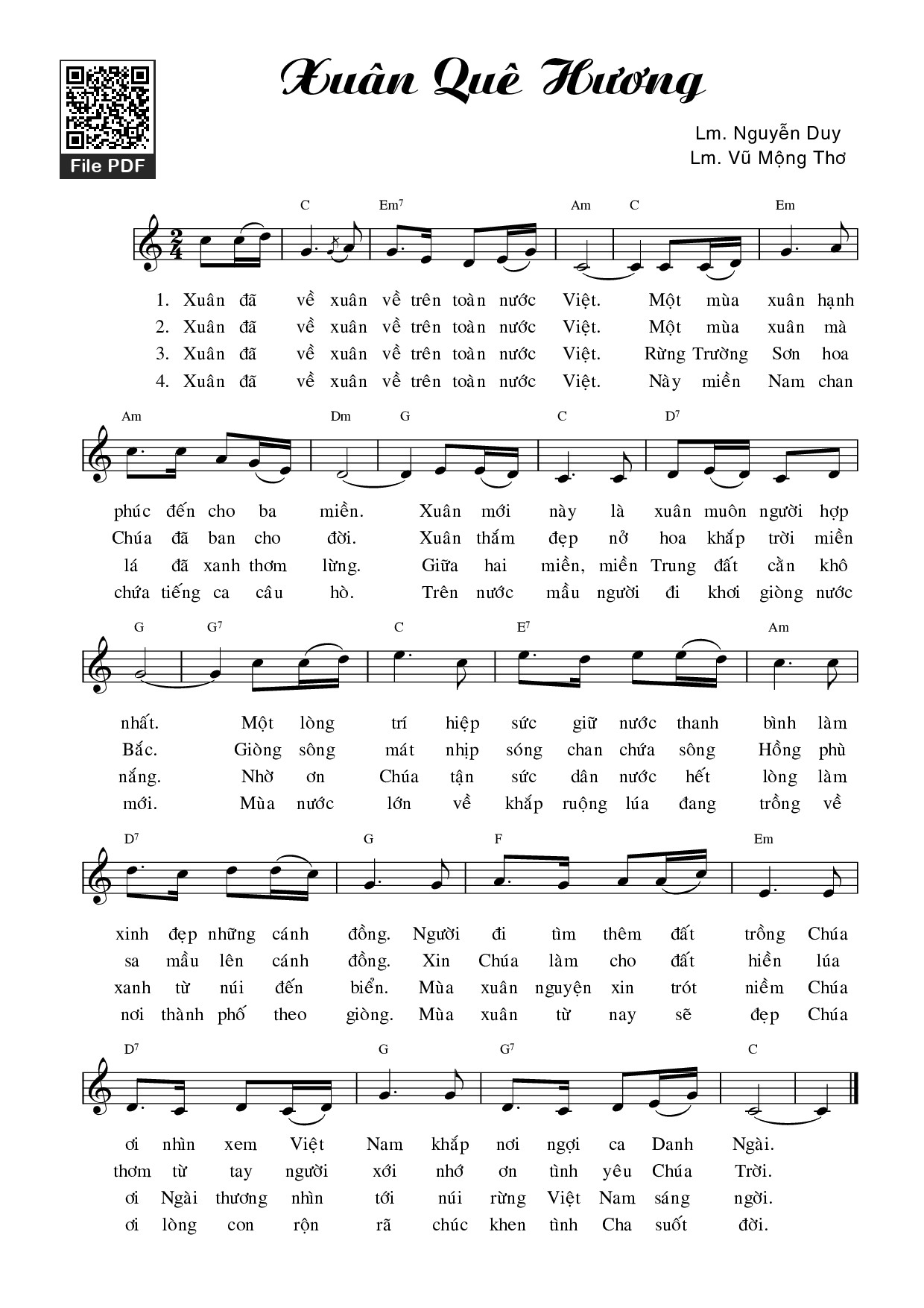 Sheet PDF of Xuân quê hương