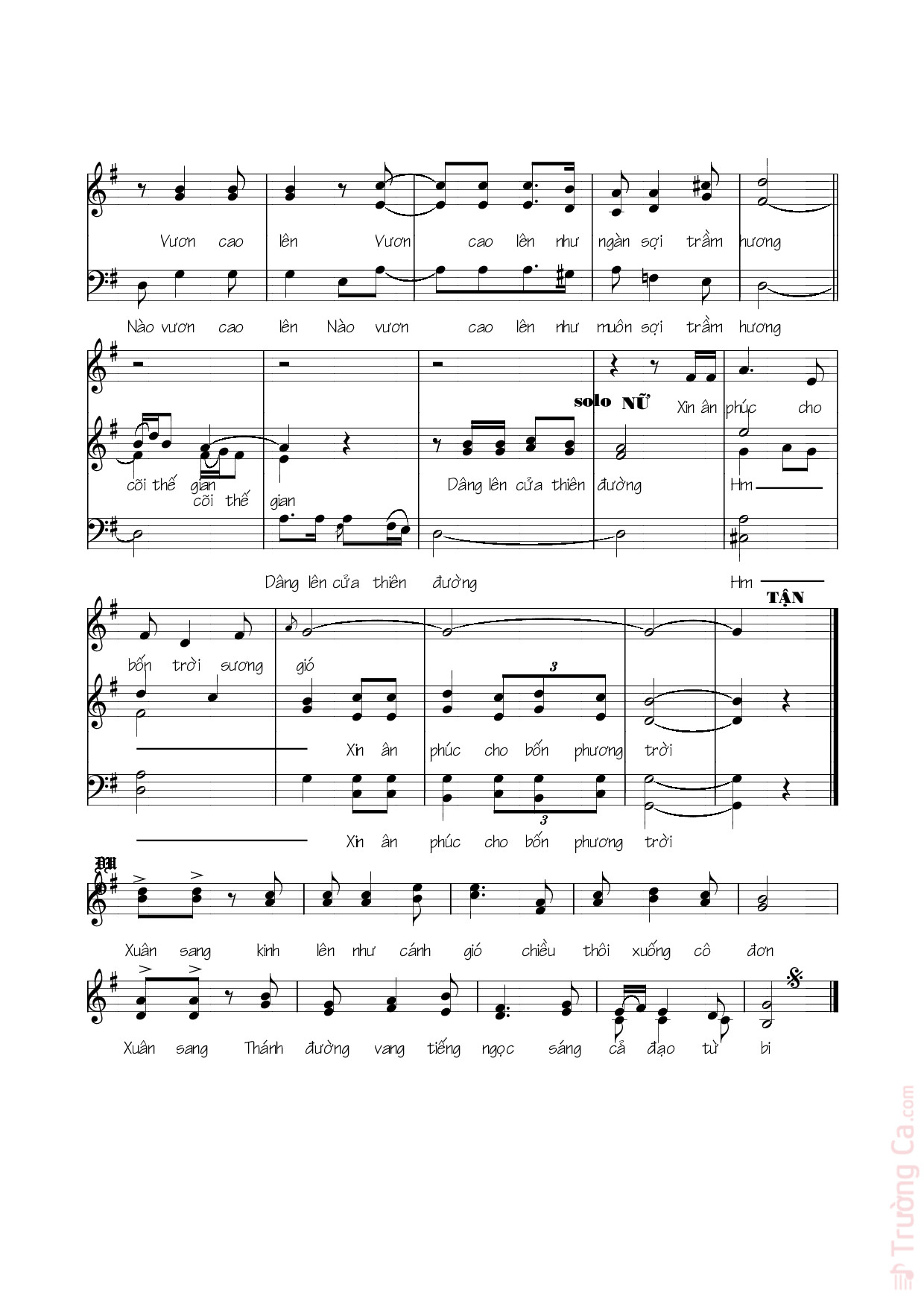 Page 2 of Sheet music PDF Xuân sang - Kim Long
