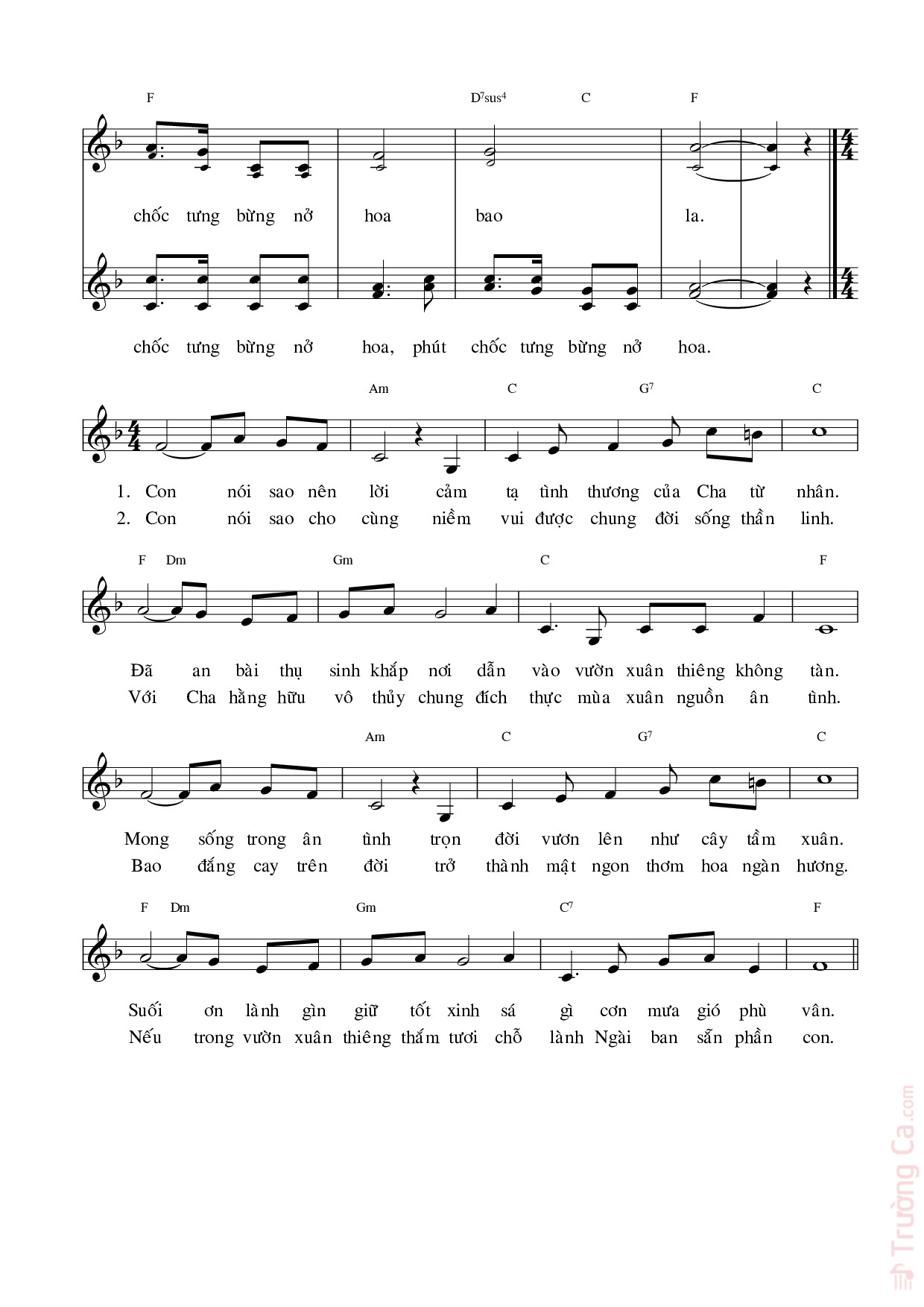 Page 2 of Sheet music PDF Xuân tạ ơn - Hùng Lân