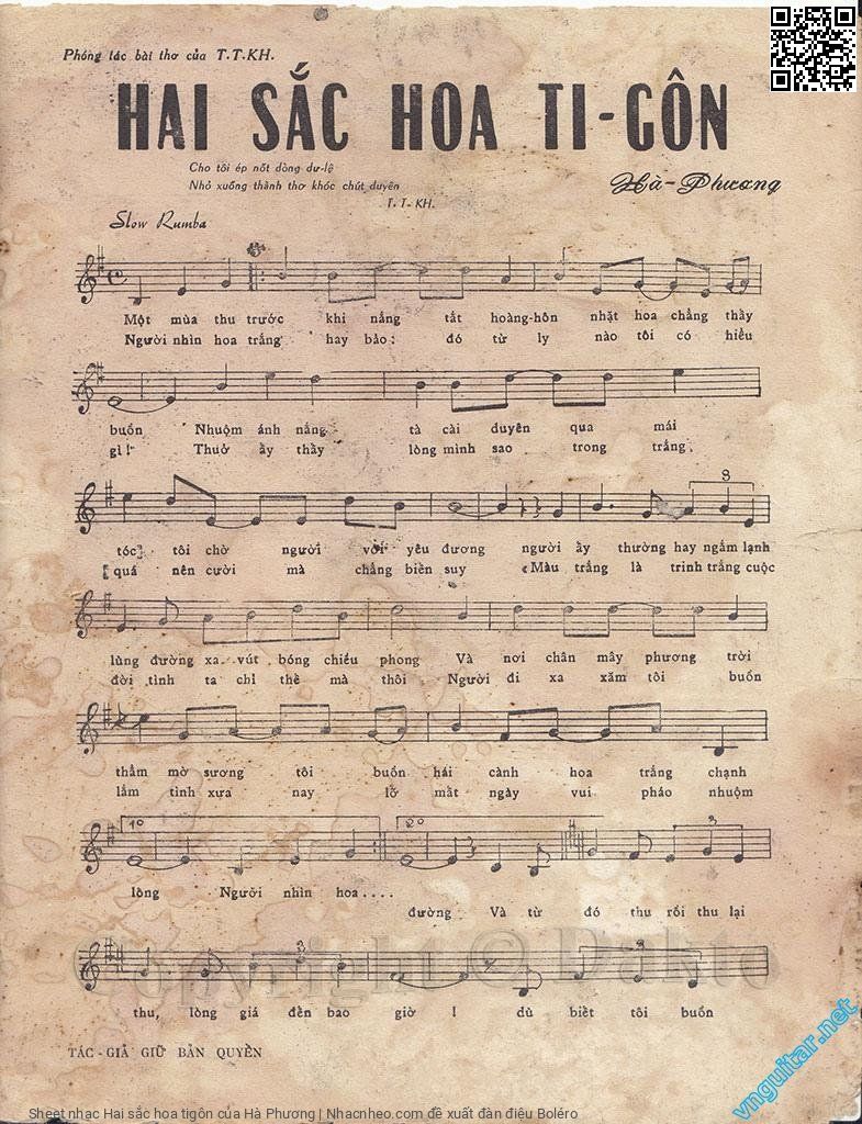 Page 2 of Sheet music PDF Hai sắc hoa tigôn - Hà Phương