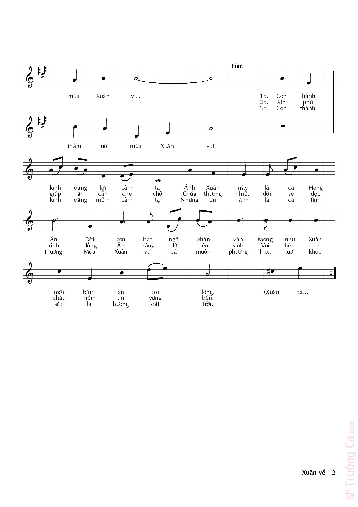 Page 2 of Sheet music PDF Xuân về - Trầm Thiên Thu