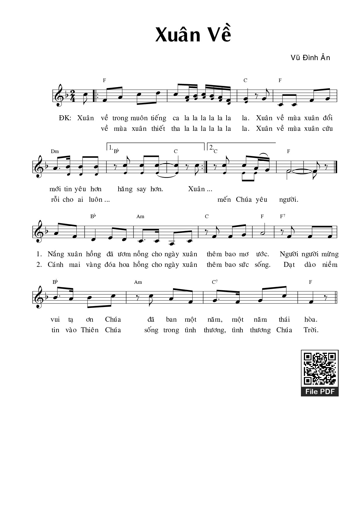 Page 1 of Sheet music PDF Xuân về 1 - Vũ Đình Ân