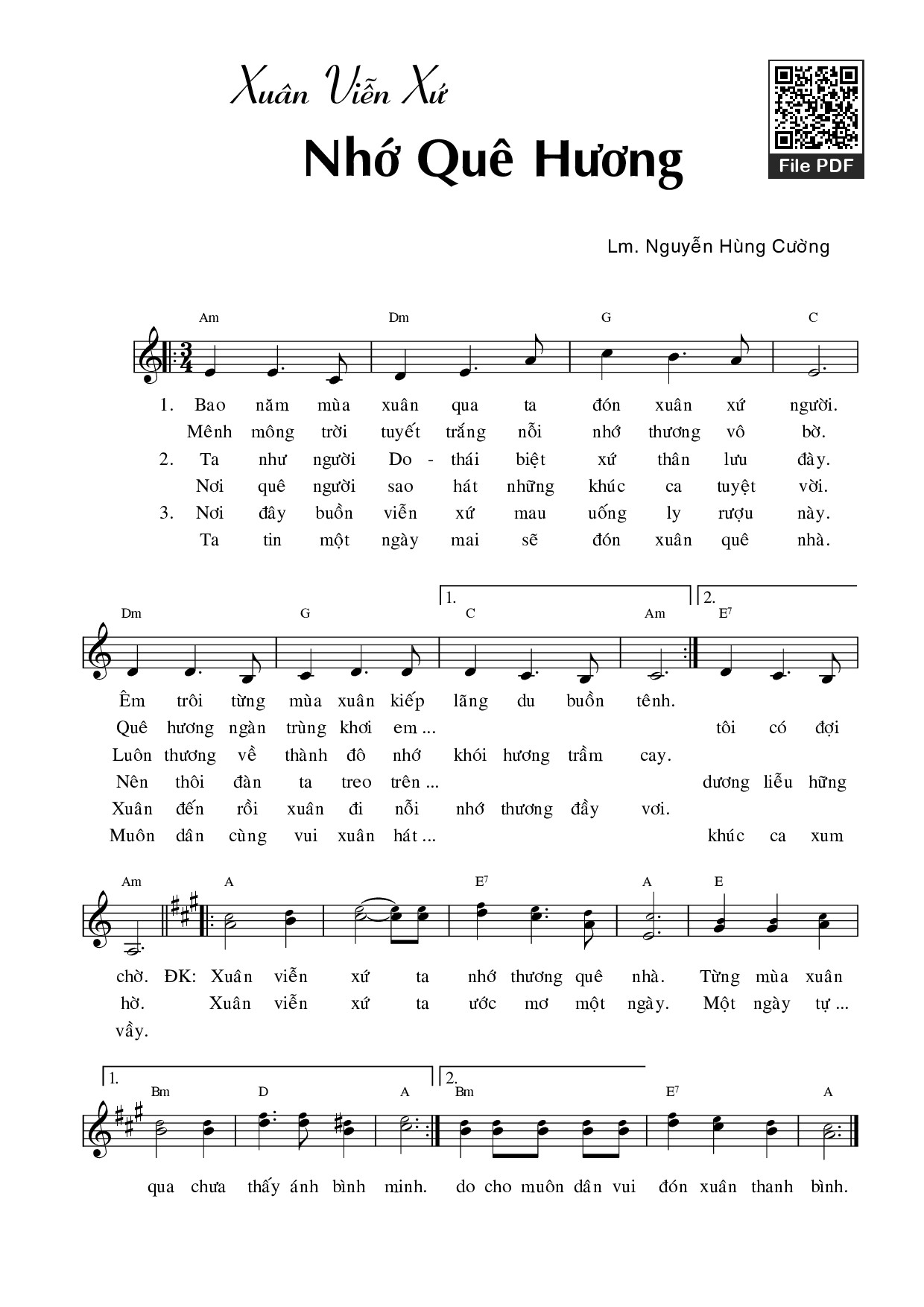 Sheet PDF of Xuân viễn xứ nhớ quê hương