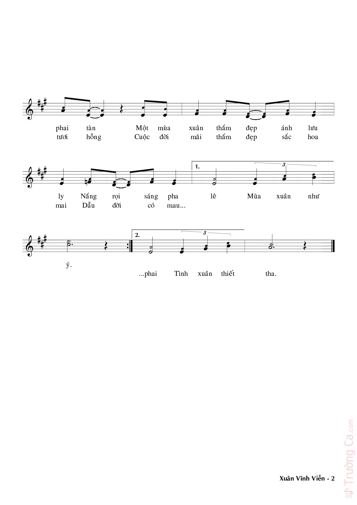 Page 2 of Sheet music PDF Xuân vĩnh viễn - Trầm Thiên Thu