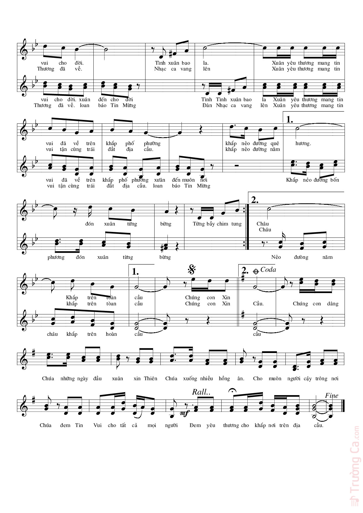 Page 2 of Sheet music PDF Xuân yêu thương - Quang HuyXuân yêu thươngViễn Xứ