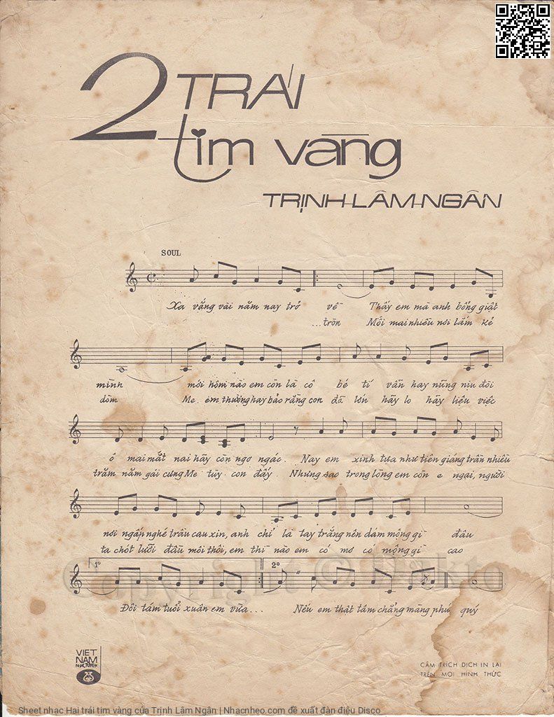 Page 2 of Sheet music PDF Hai trái tim vàng - Trịnh Lâm Ngân