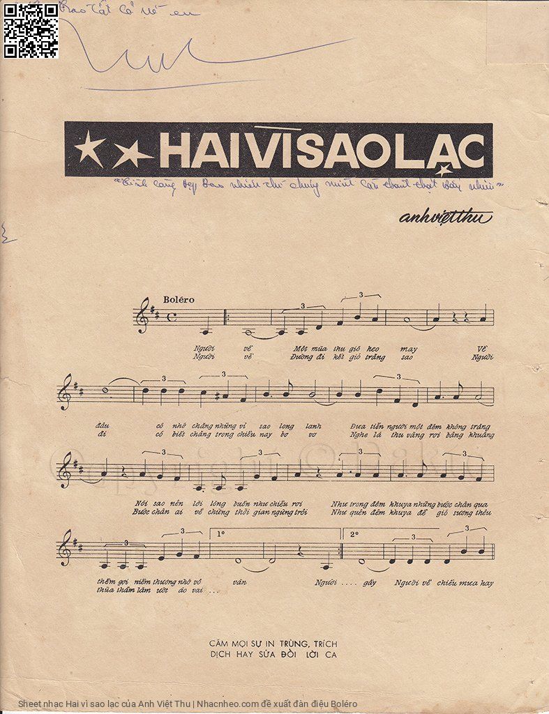 Page 2 of Sheet music PDF Hai vì sao lạc - Anh Việt Thu