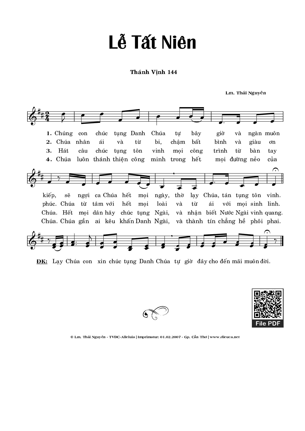 Sheet PDF of Thánh Vịnh 144, Lễ Tất Niên