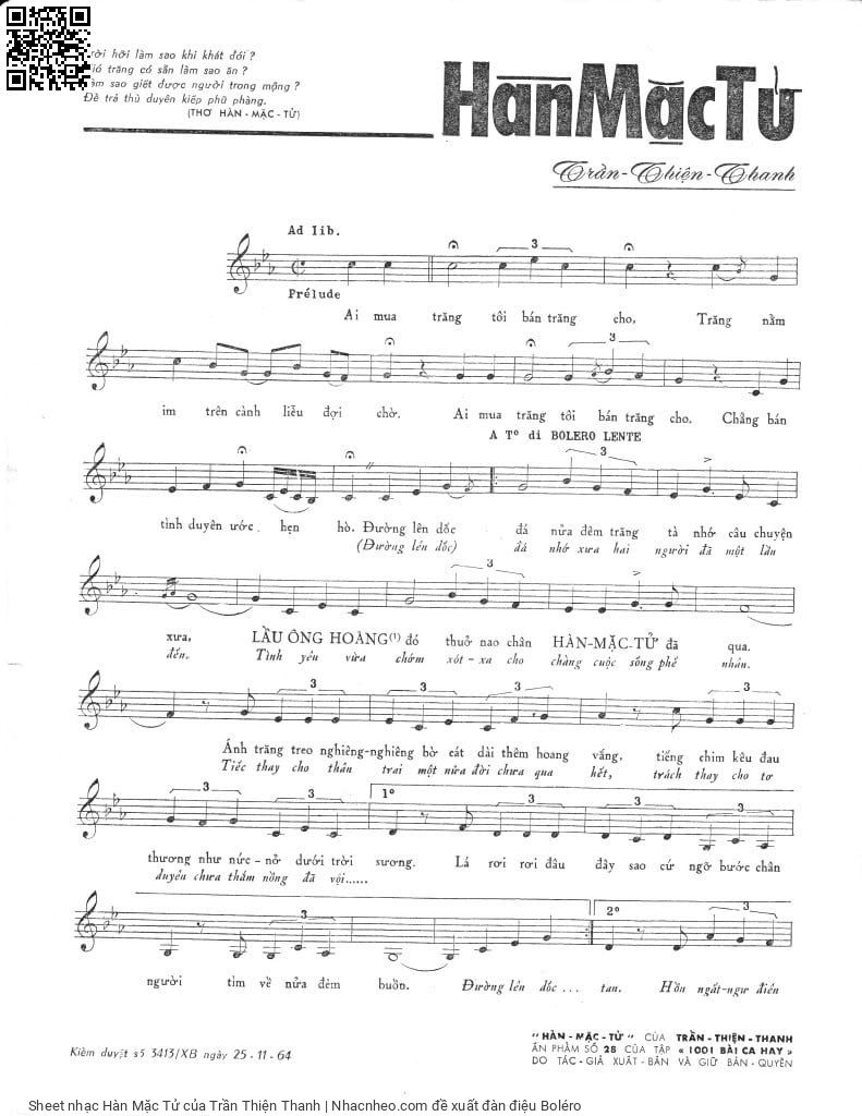 Page 2 of Sheet music PDF Hàn Mặc Tử - Trần Thiện Thanh