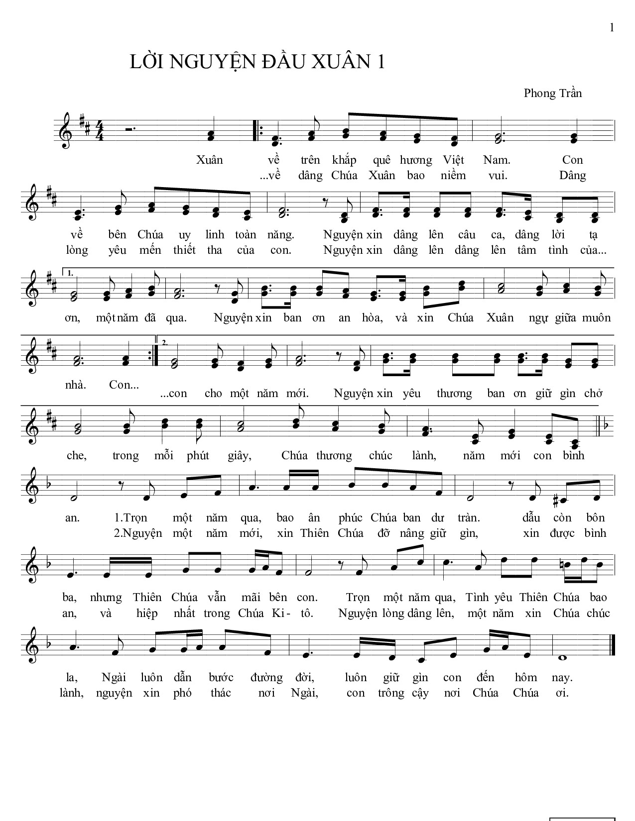 Lời Nguyện Đầu Xuân 1