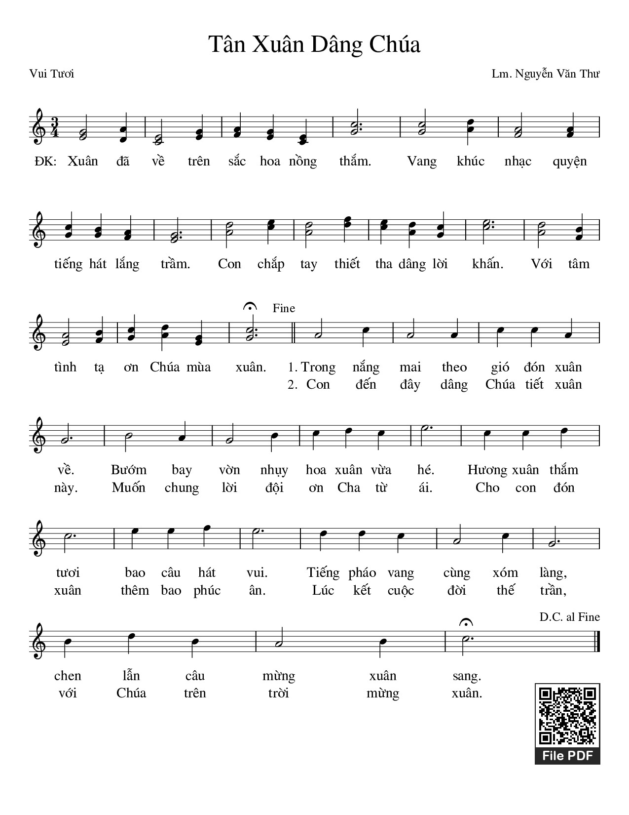 Sheet PDF of Tân Xuân Dâng Chúa