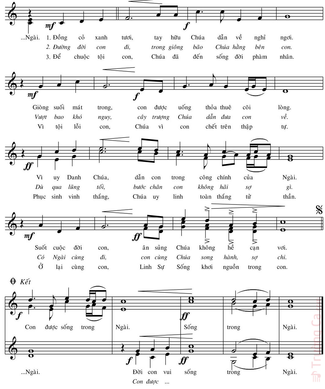 Page 2 of Sheet music PDF Thánh Vịnh 23, Sống Trong Ngài - Hồng Trần
