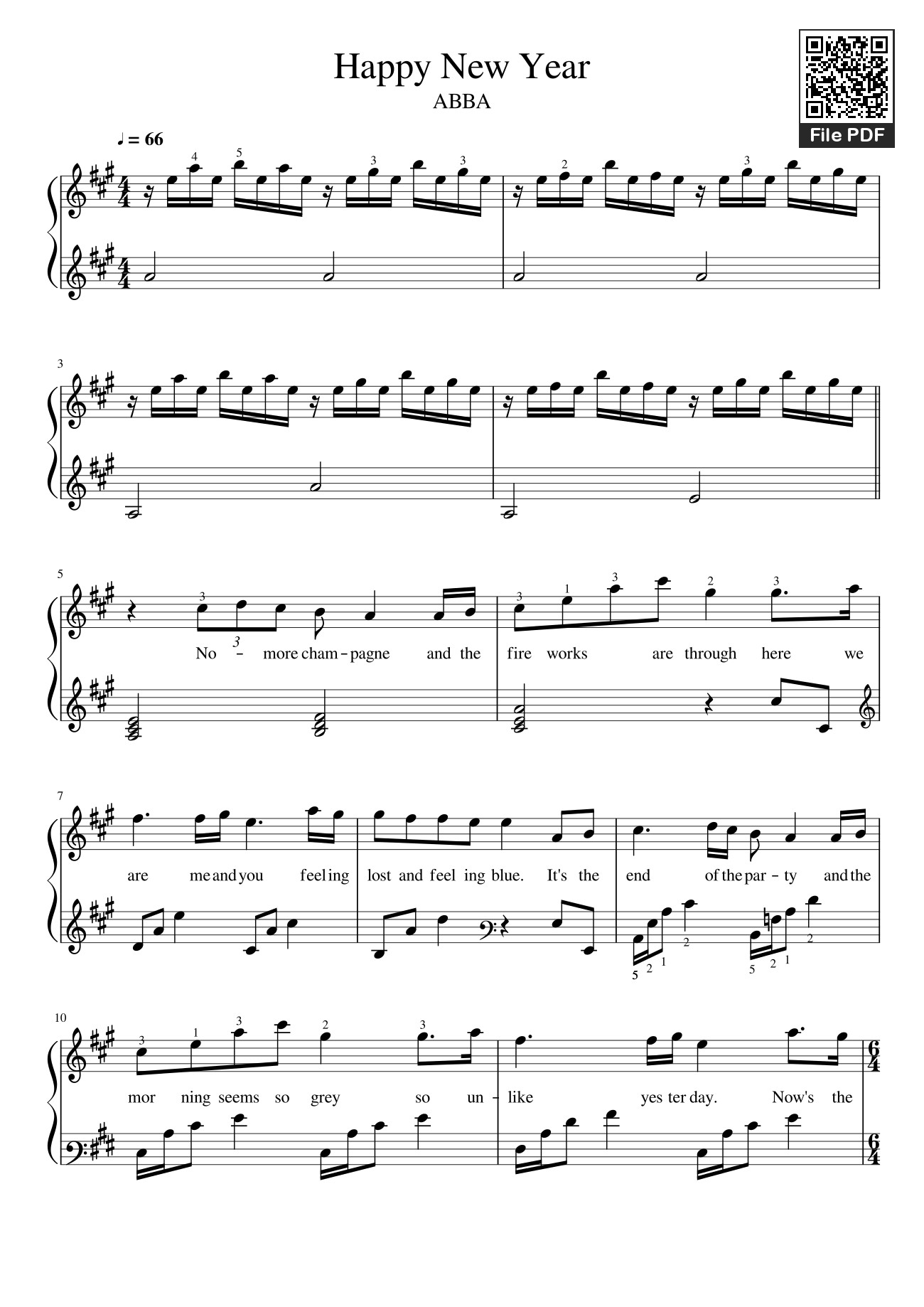 Page 1 of Sheet music PDF Happy New Year Sheet Piano - Johnmacmil@gmail.com