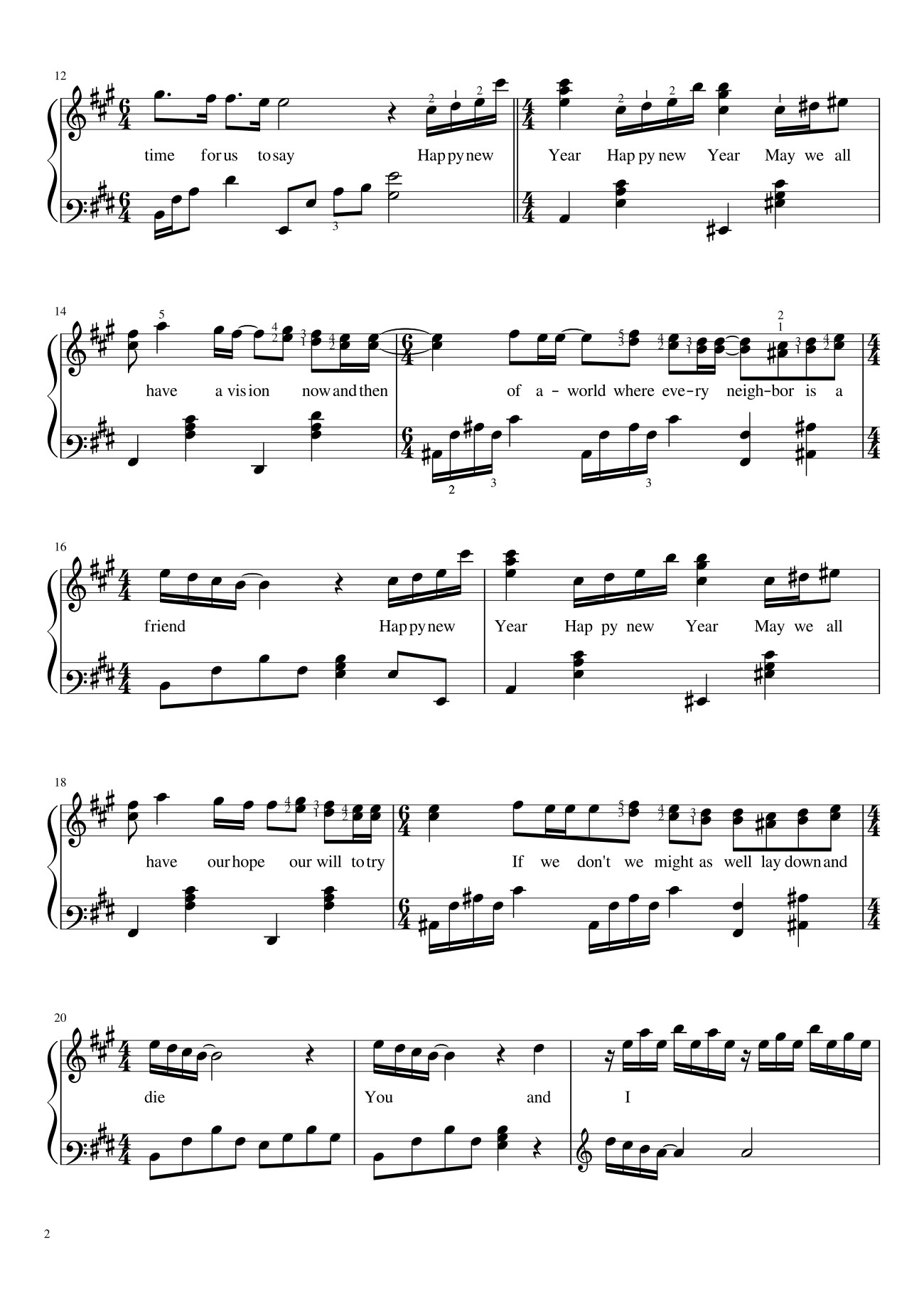 Page 2 of Sheet music PDF Happy New Year Sheet Piano - Johnmacmil@gmail.com