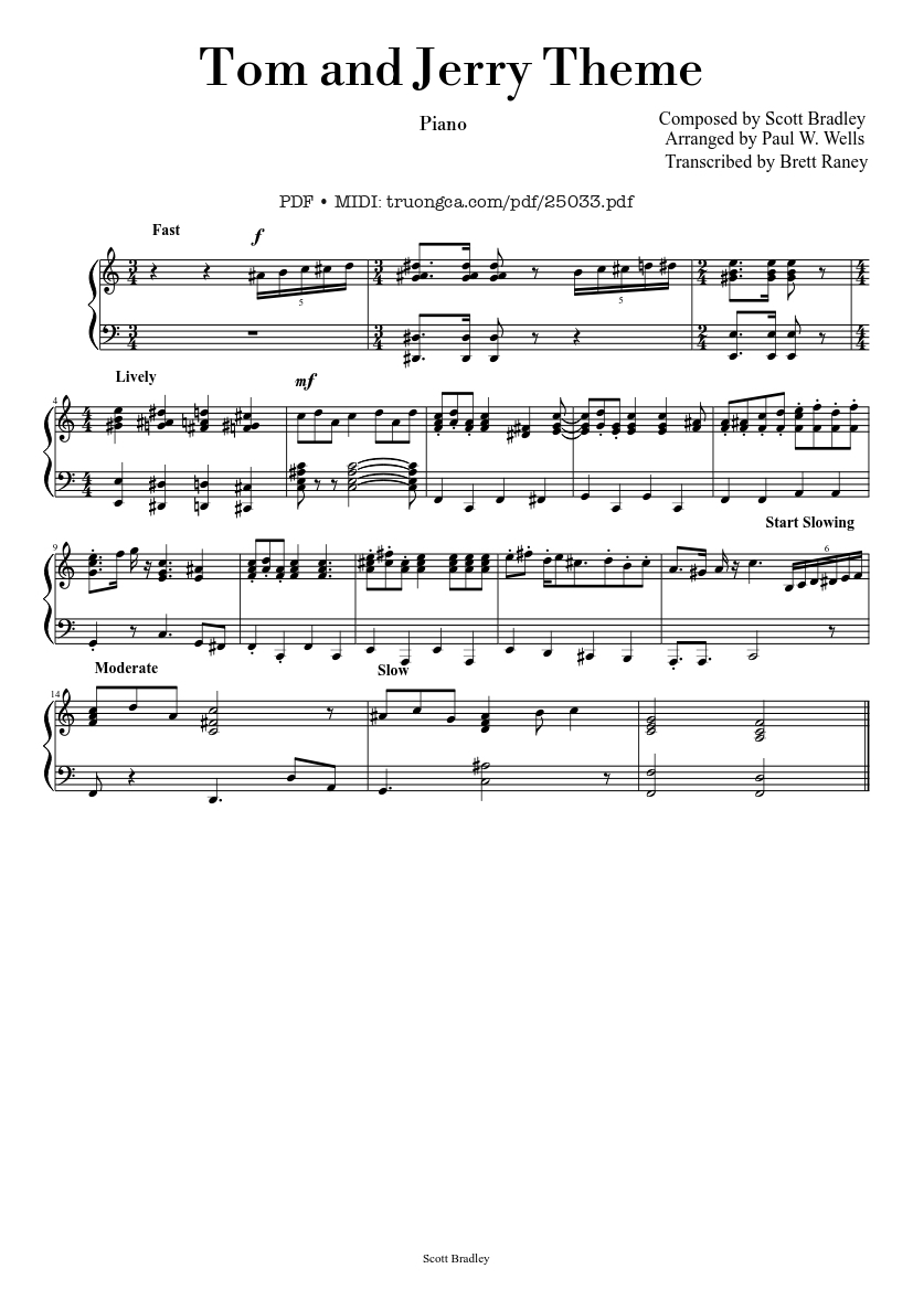 Sheet PDF of Tom and Jerry Theme Piano