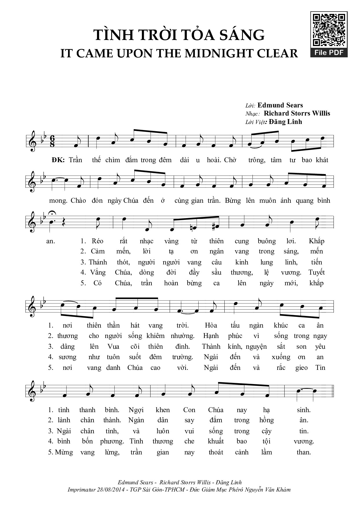 Sheet PDF of Tình Trời Tỏa Sáng