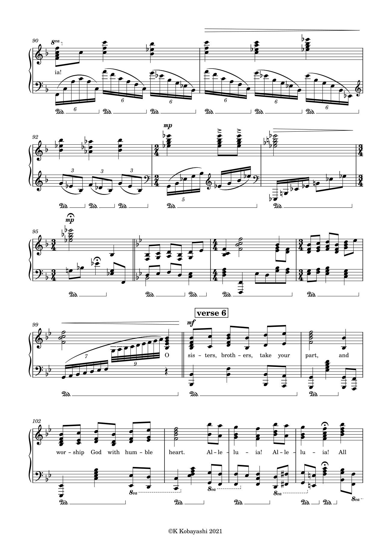 All creatures of our God and King Lift up your voice and with us sing, Trang 6