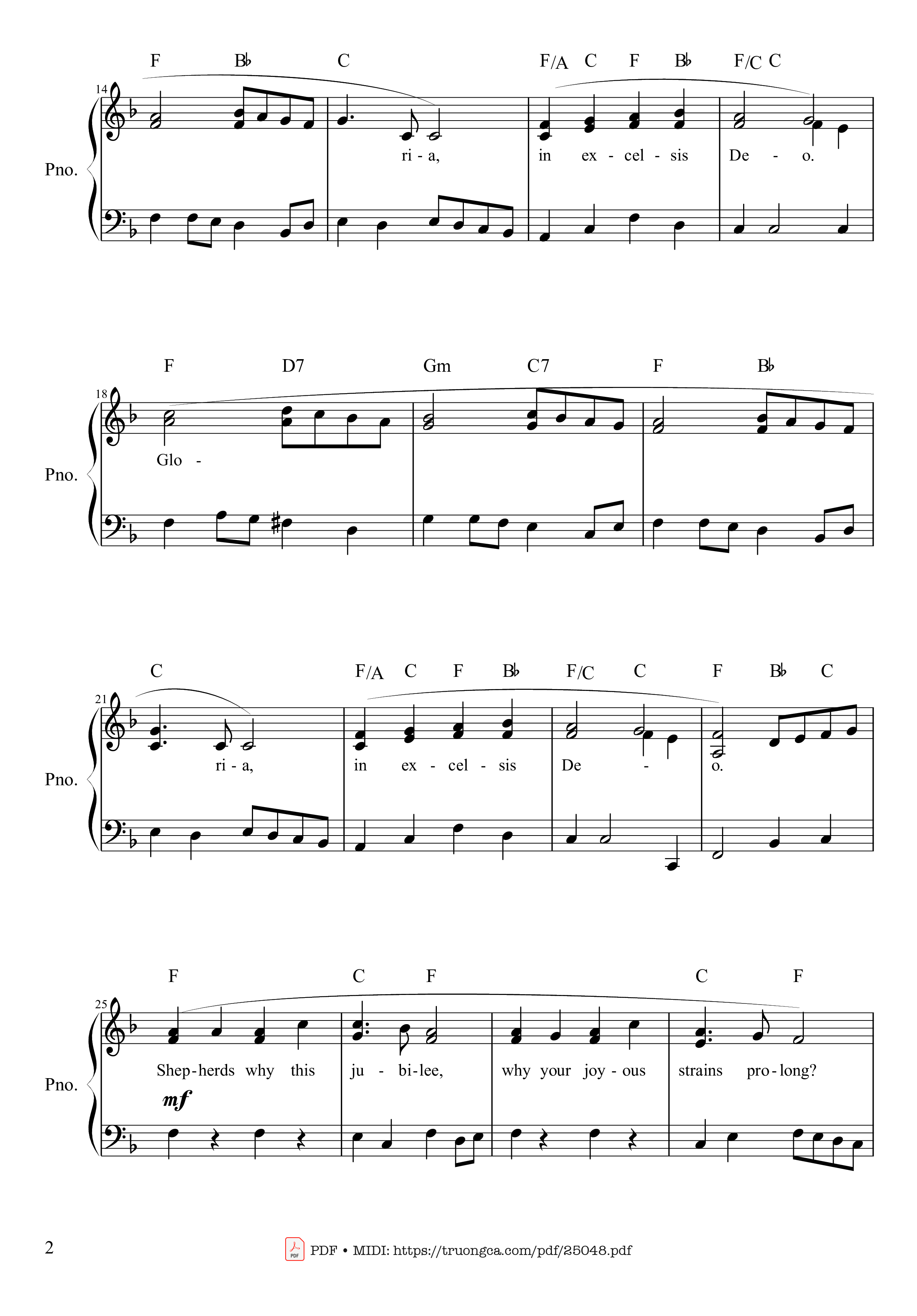 Page 2 of Sheet music PDF Angels We Have Heard On High Sheet Piano - Traditional