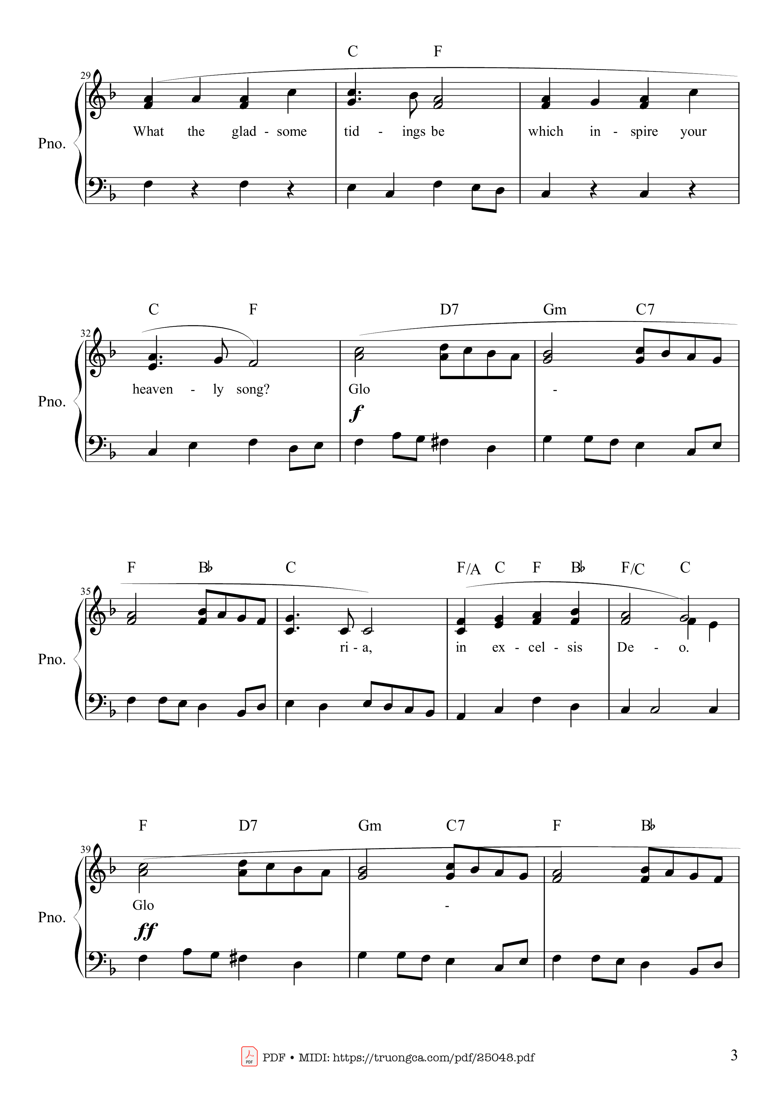 Page 3 of Sheet music PDF Angels We Have Heard On High Sheet Piano - Traditional