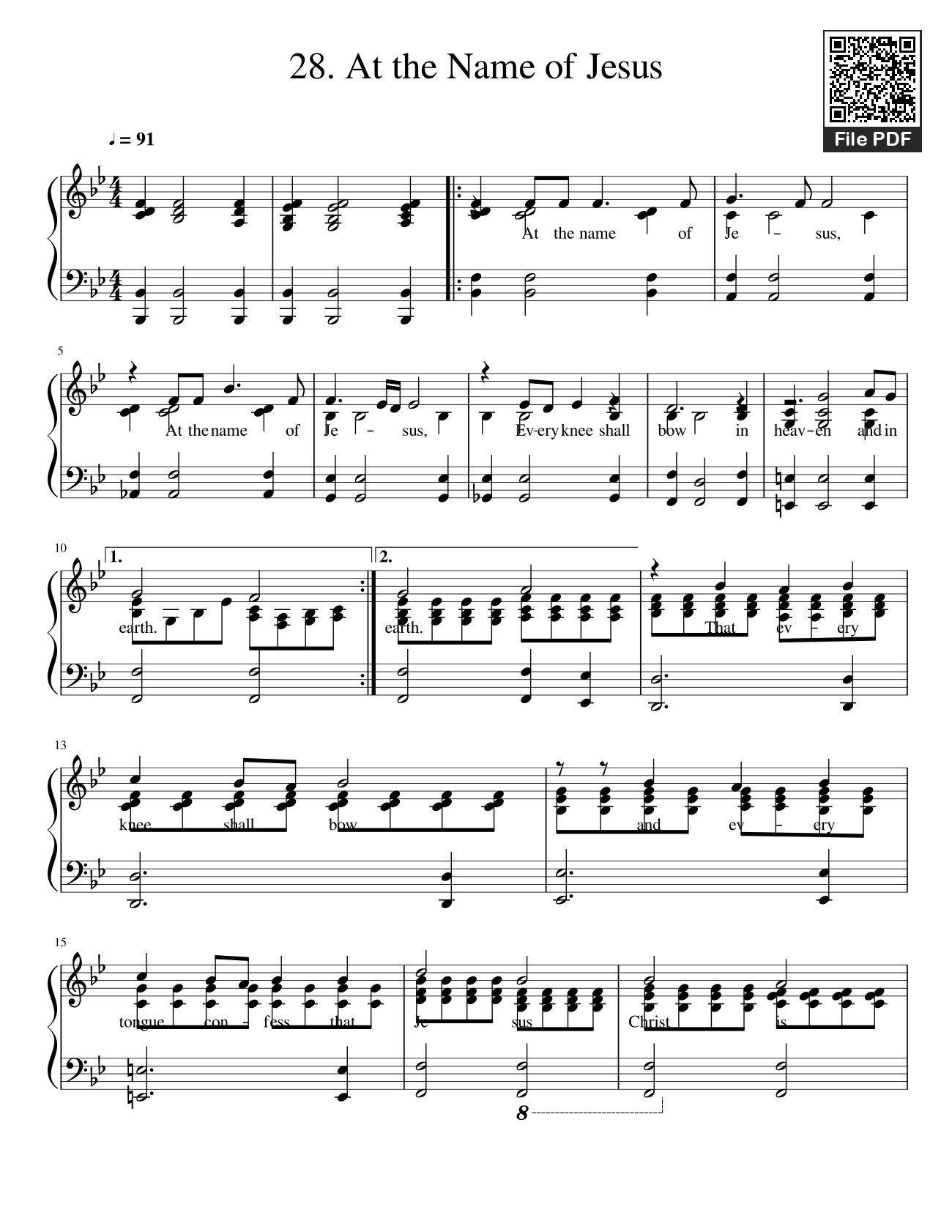 Page 1 of Sheet music PDF At the Name of Jesus Sheet Piano - Francis Adelman