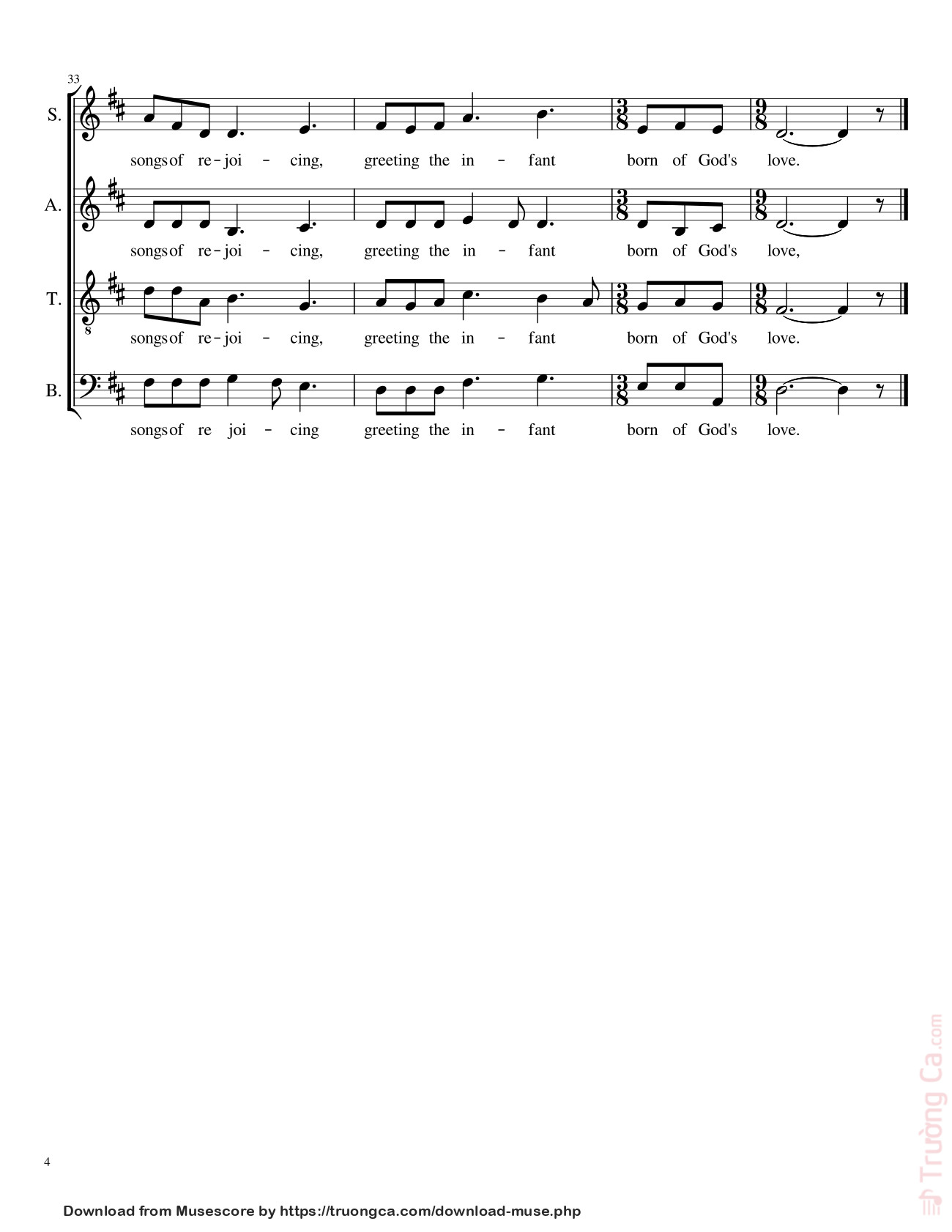Page 4 of Sheet music PDF Child in a Manger (SATB) - Abqsinger