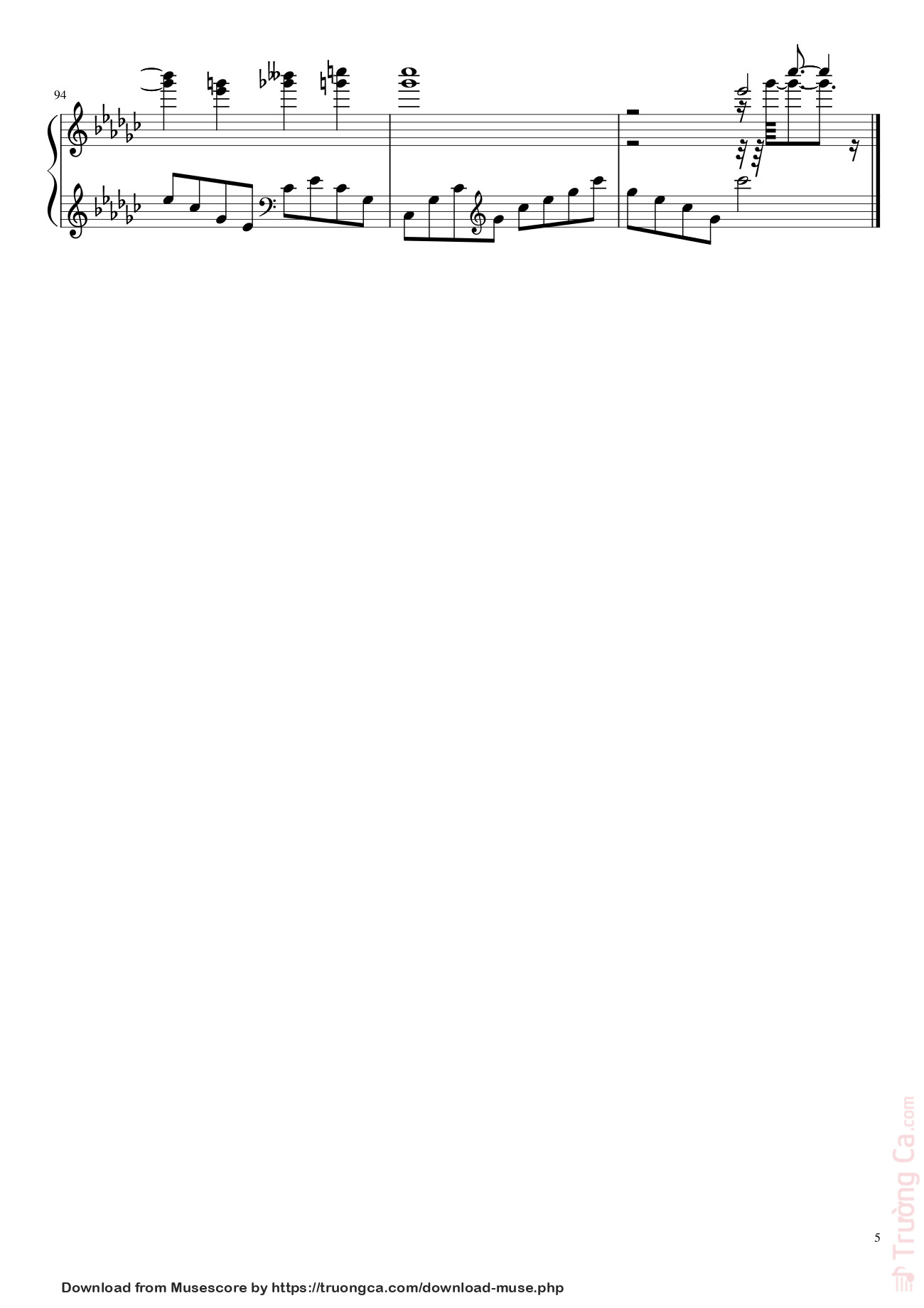 Page 5 of Sheet music PDF Piano Tay trái chỉ trăng Sheet Piano - Maihao