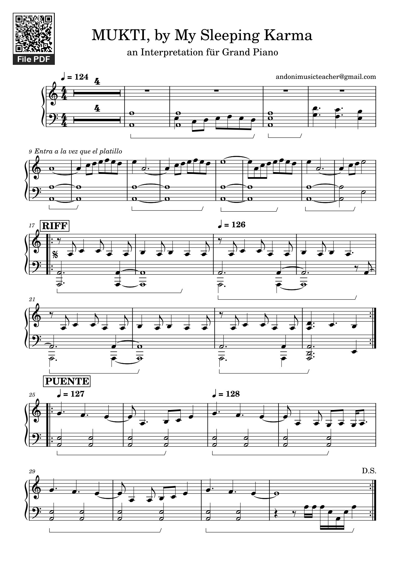 Page 1 of Sheet music PDF MUKTI, by My Sleeping Karma Sheet Piano - Andoni Penela
