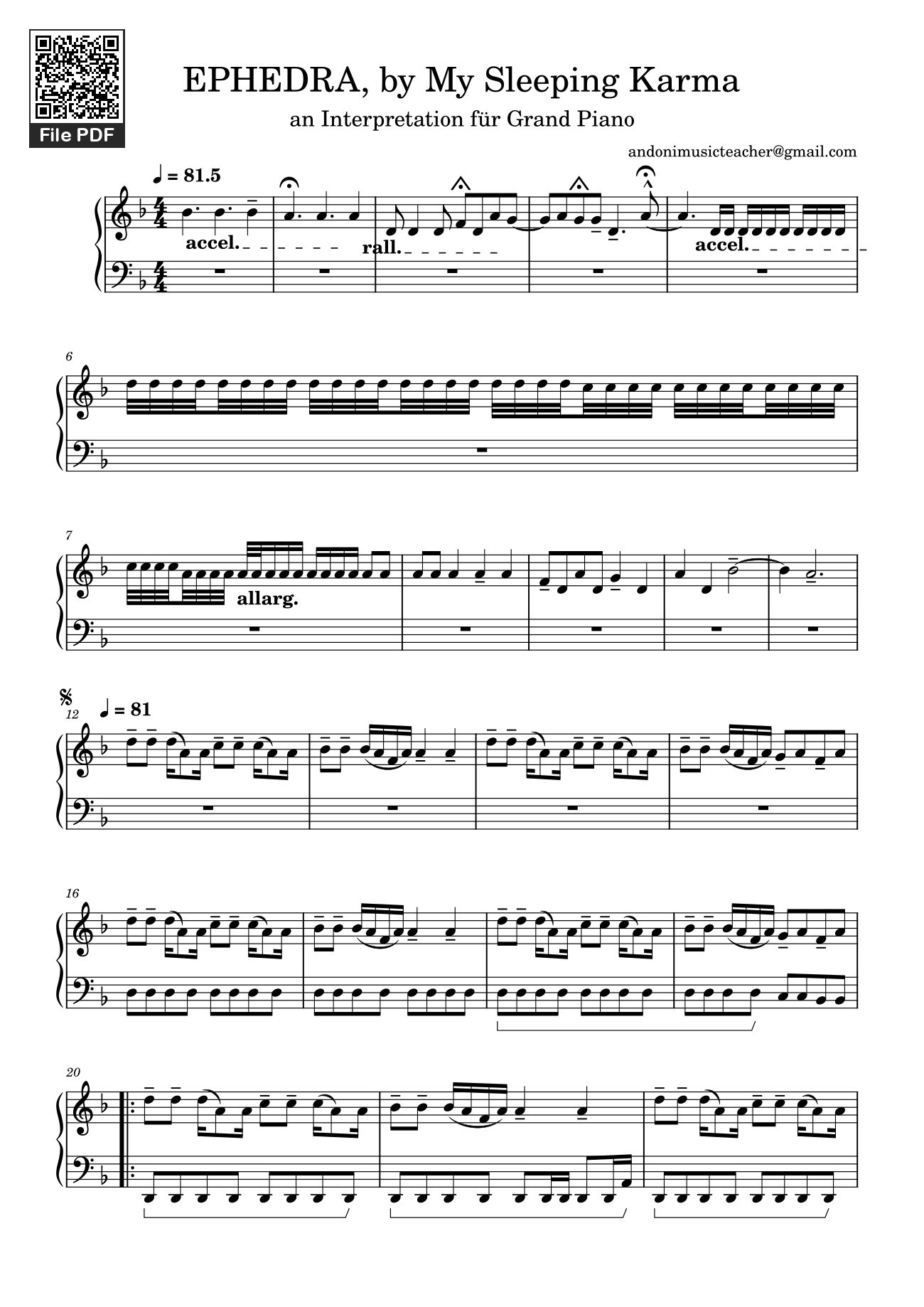 Page 1 of Sheet music PDF EPHEDRA, by My Sleeping Karma Sheet Piano - Andoni Penela
