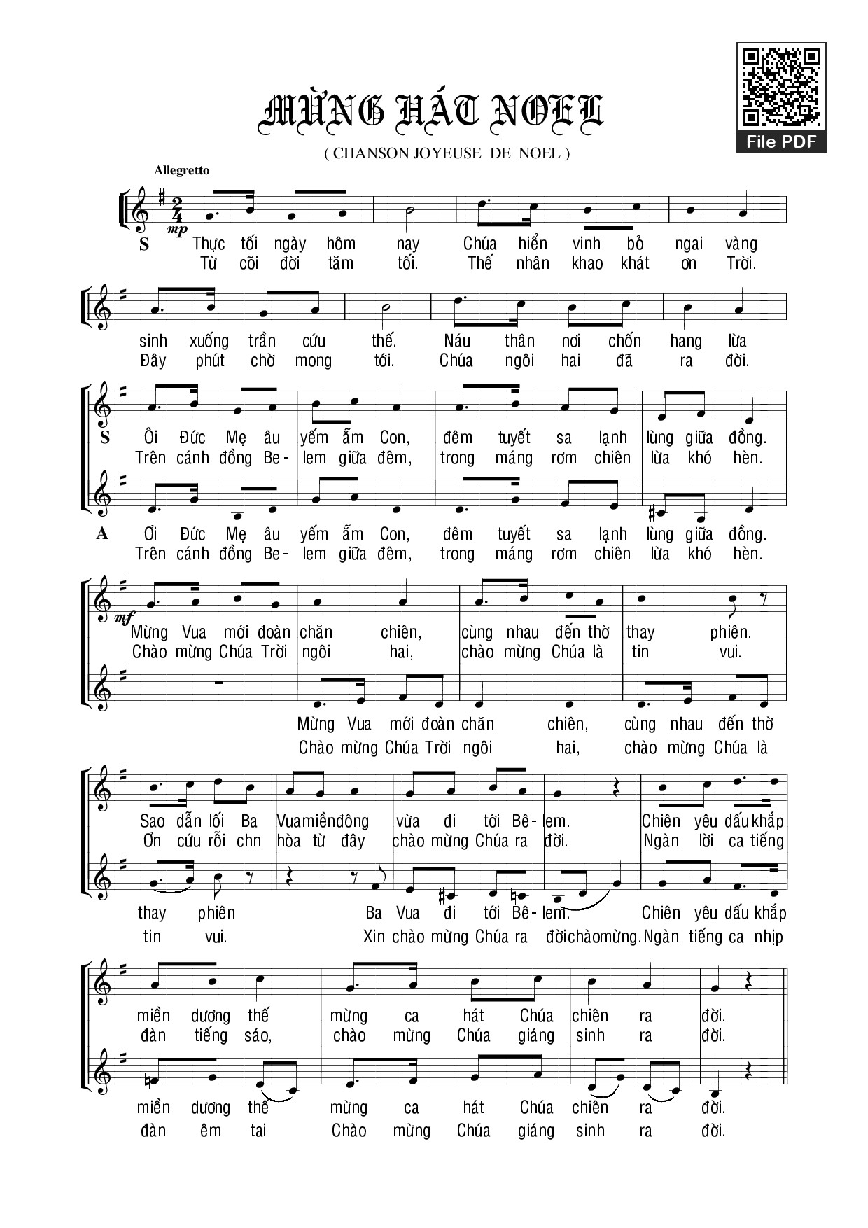 Sheet PDF of Mừng Hát Noel