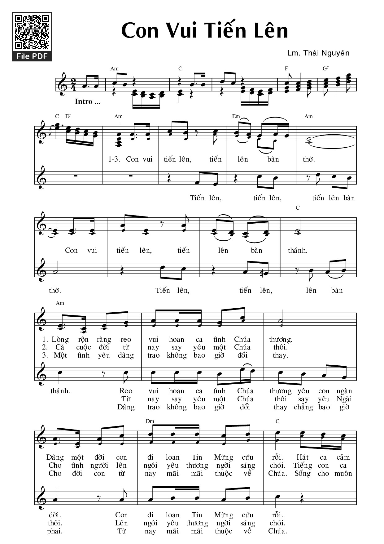 Sheet PDF of Con Vui Tiến Lên