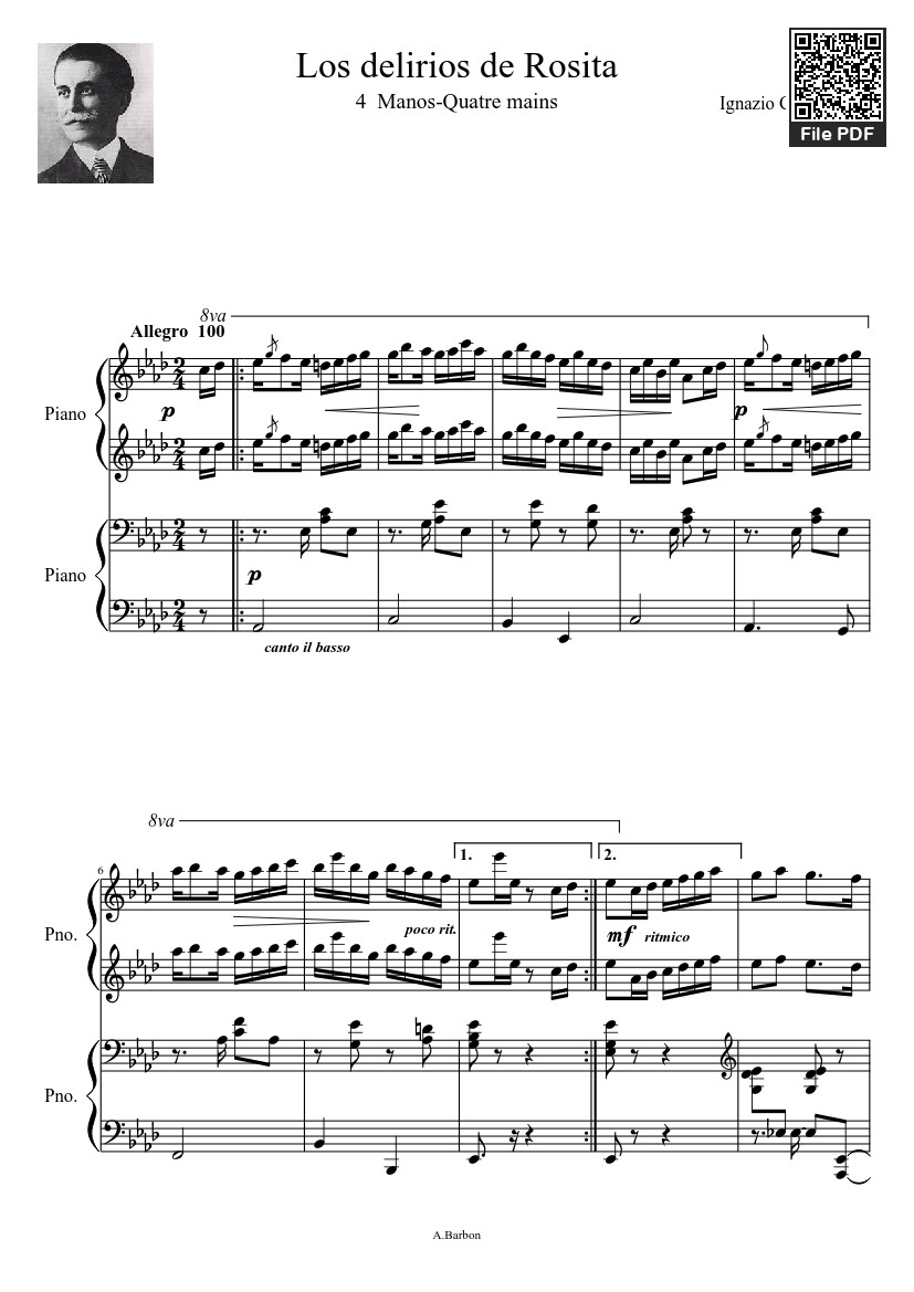 Page 1 of Sheet music PDF Los delirios de Rosita Sheet Piano - Burr-31