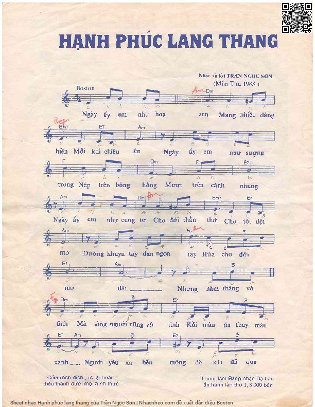 Page 2 of Sheet music PDF Hạnh phúc lang thang - Trần Ngọc Sơn