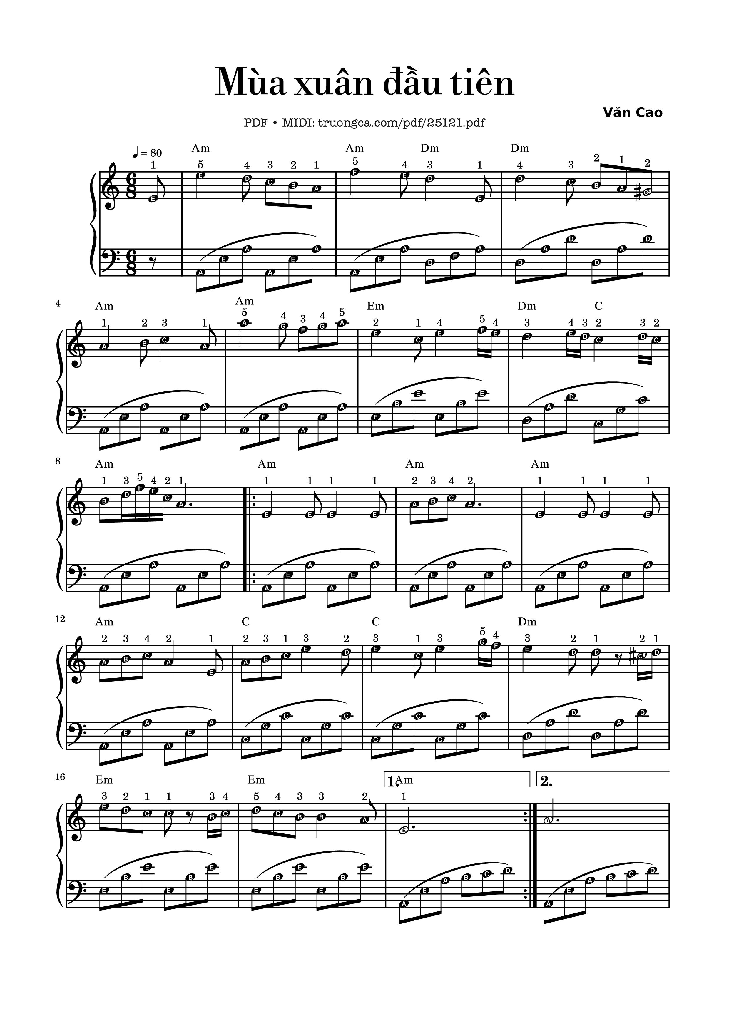 Sheet PDF of Mùa xuân đầu tiên Piano easy