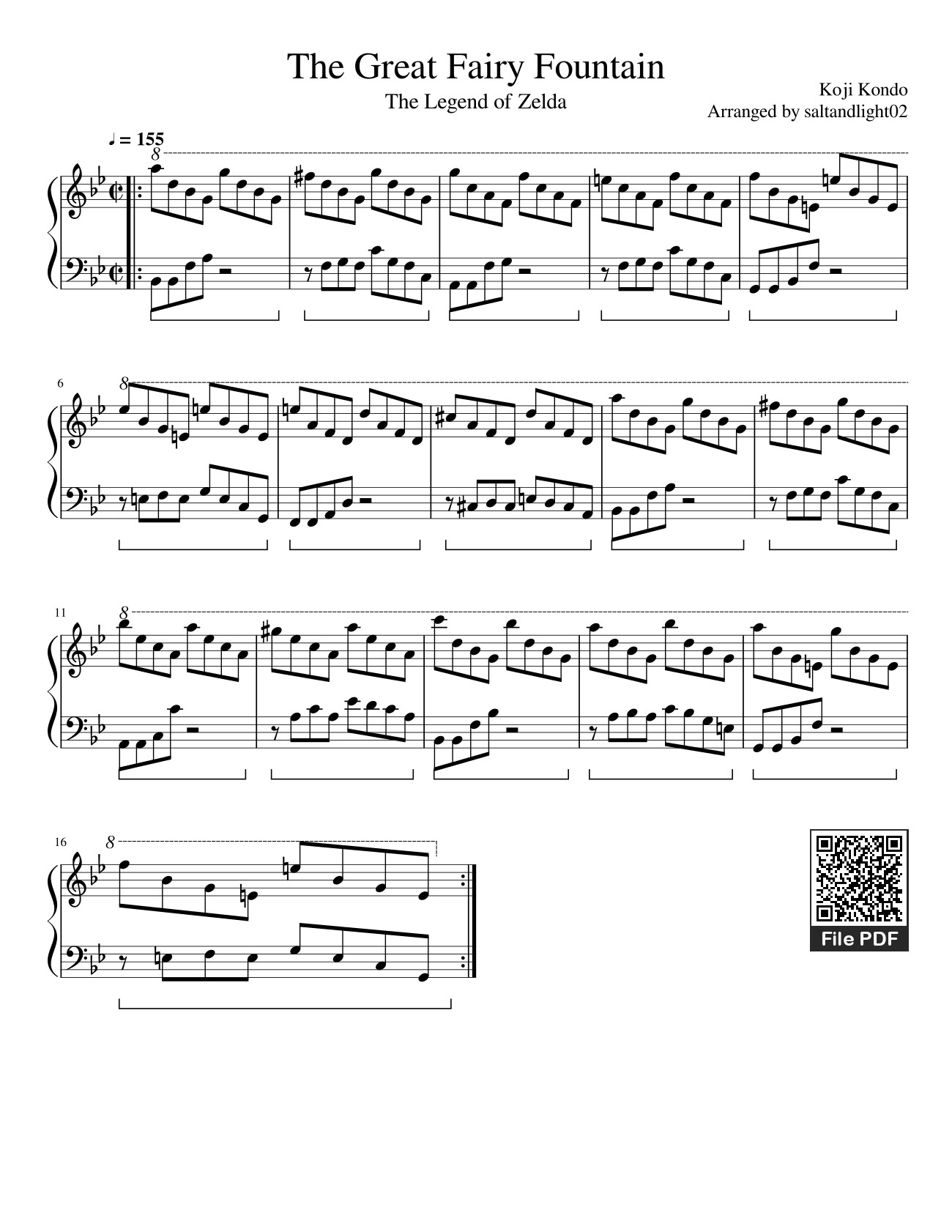 Page 1 of Sheet music PDF The Great Fairy Fountain Sheet Piano - KingGordo Productions