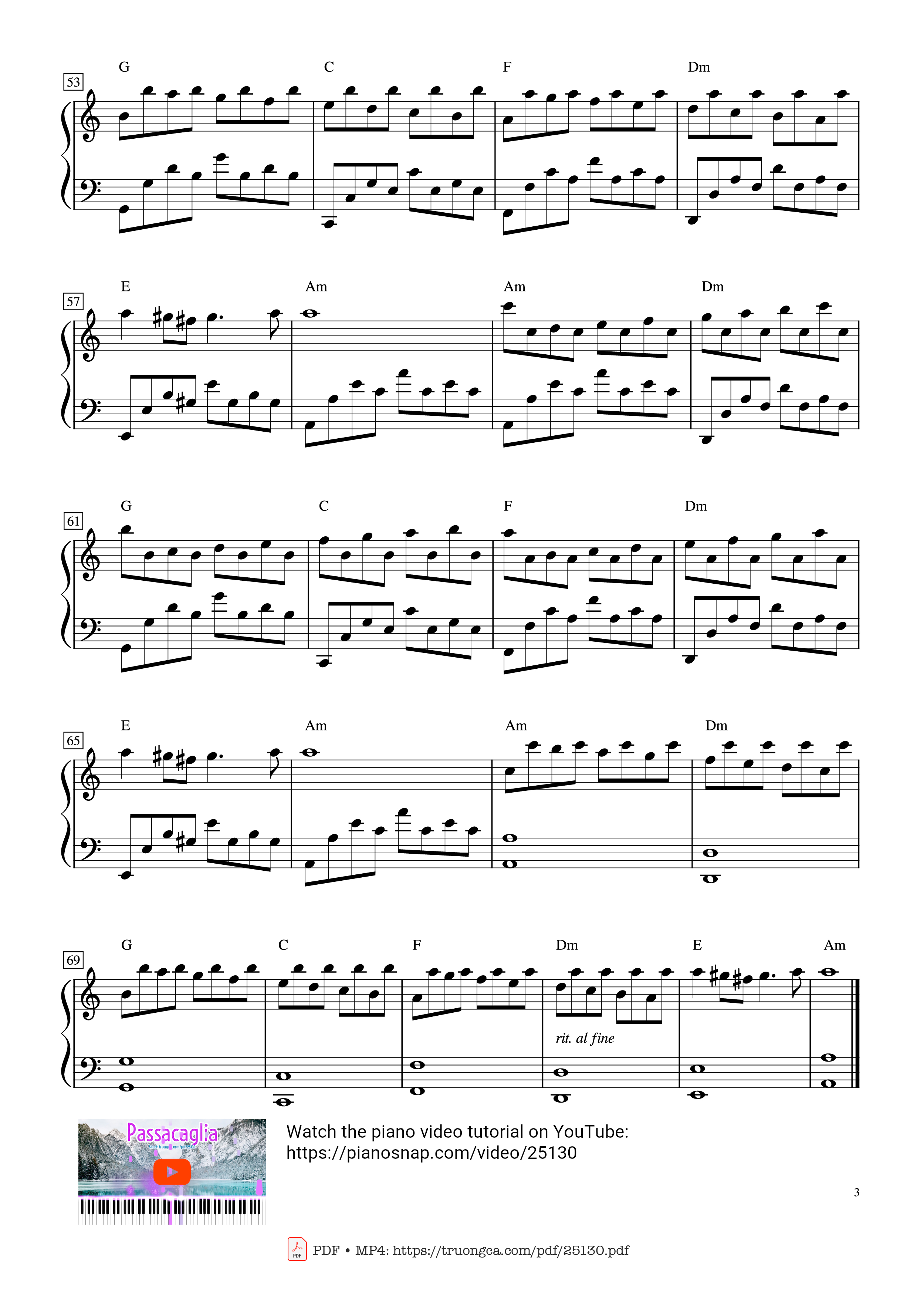 Page 3 of Sheet music PDF Passacaglia - Arrangement by Handel Halvorsen