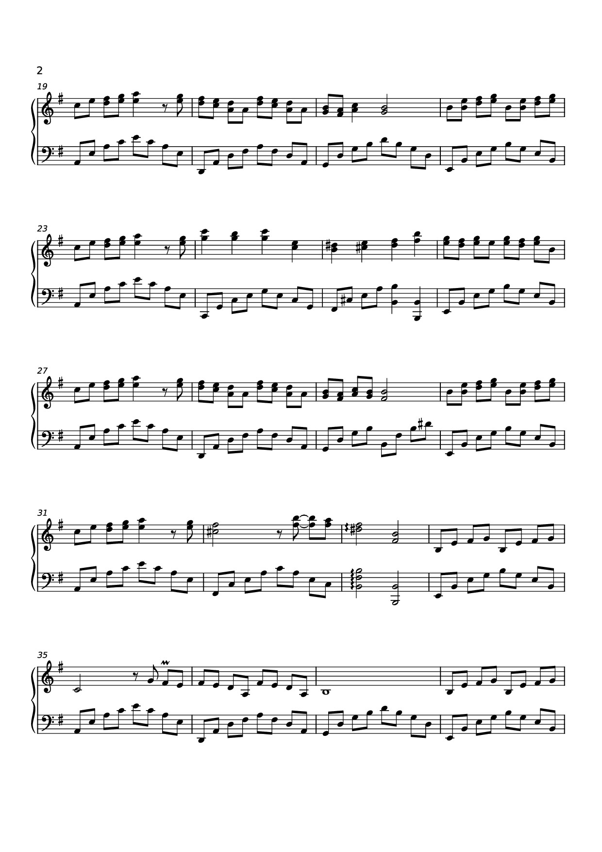 Page 2 of Sheet music PDF 你离开的村落 Sheet Piano - 原唱：吴铁飞、徐波
