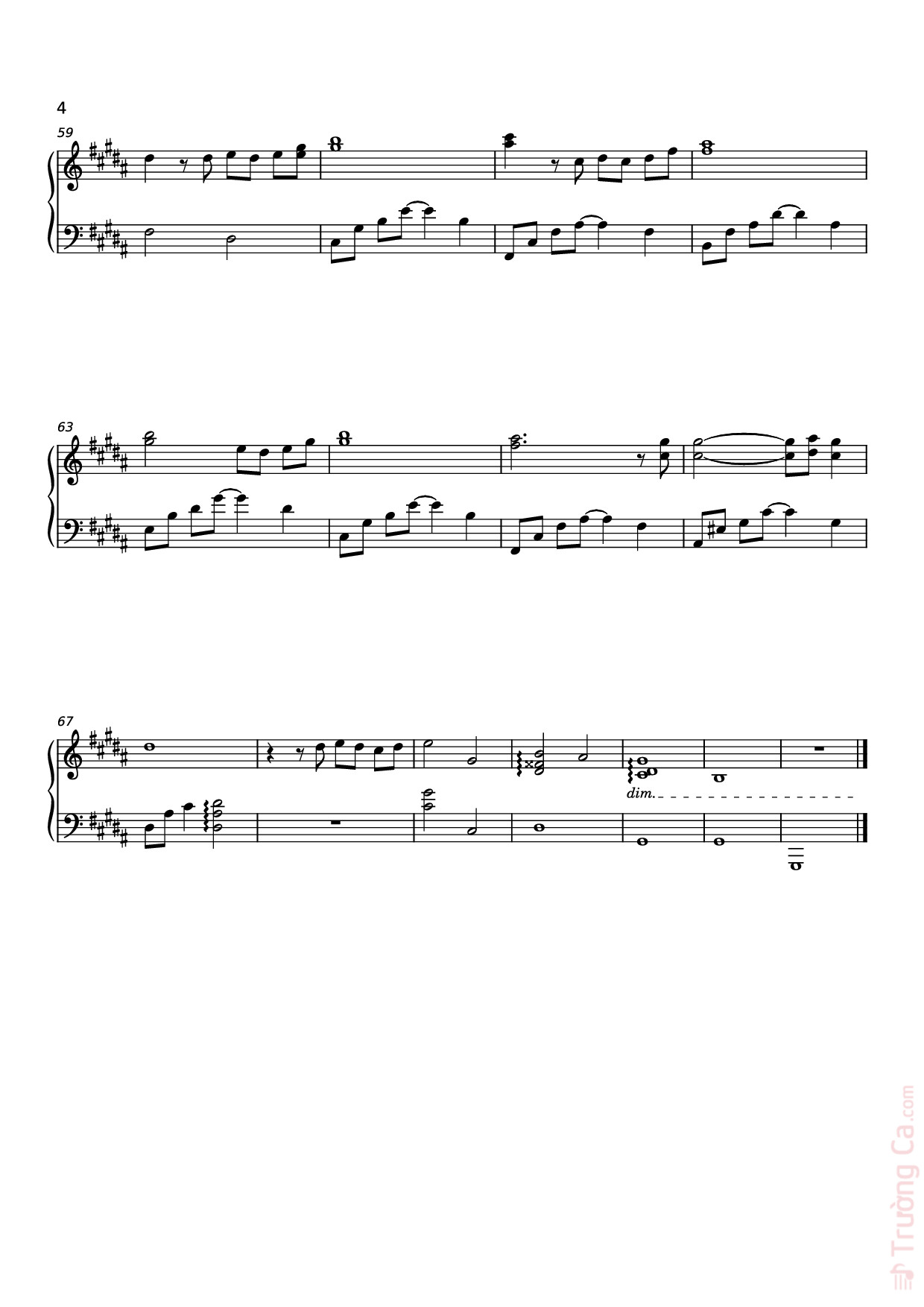 Page 4 of Sheet music PDF 你离开的村落 Sheet Piano - 原唱：吴铁飞、徐波