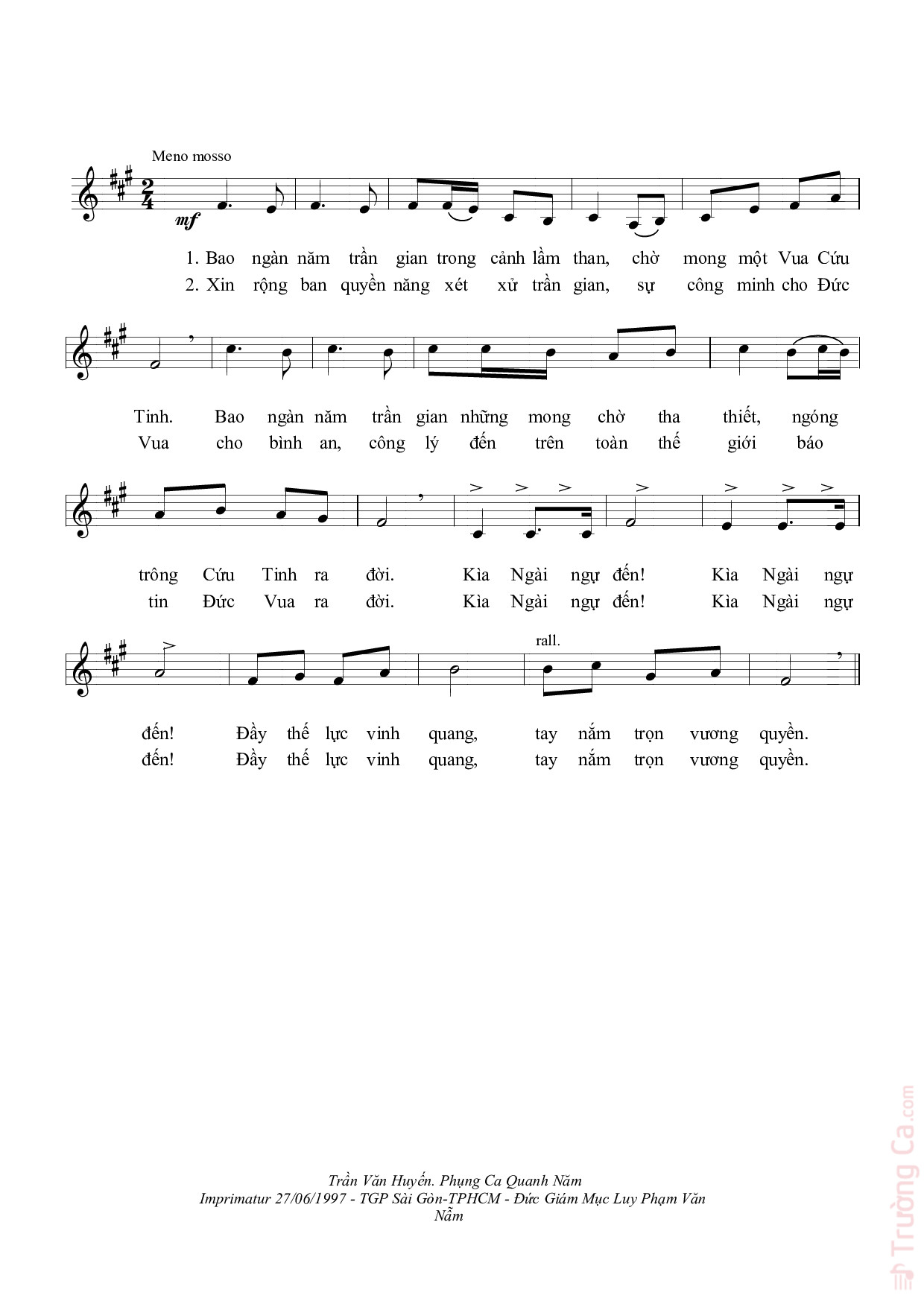 Page 2 of Sheet music PDF Chúa Đến - Trần Văn Huyến