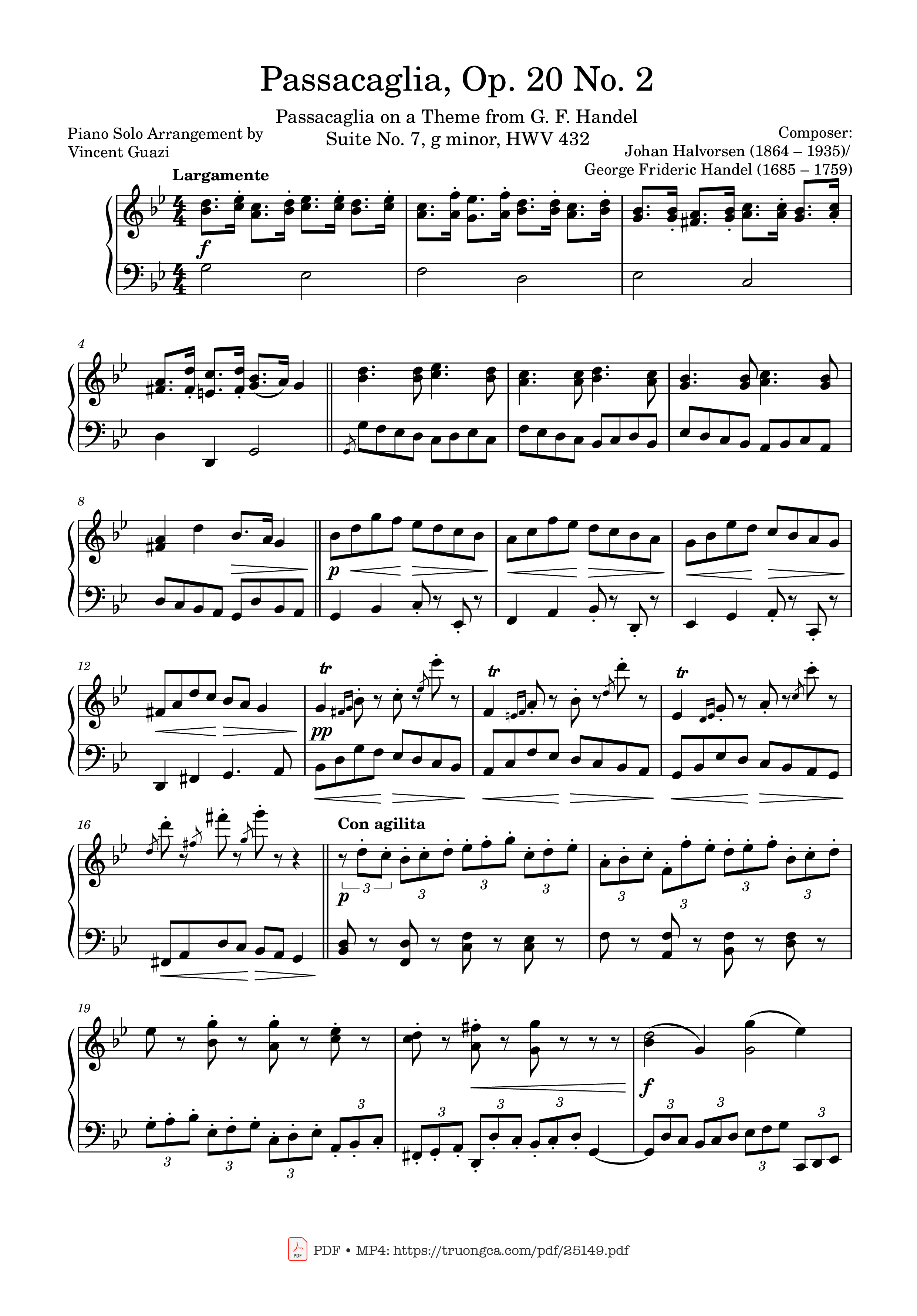 Page 1 of Sheet music PDF Passacaglia, Op. 20 No. 2 - Johan Halvorsen