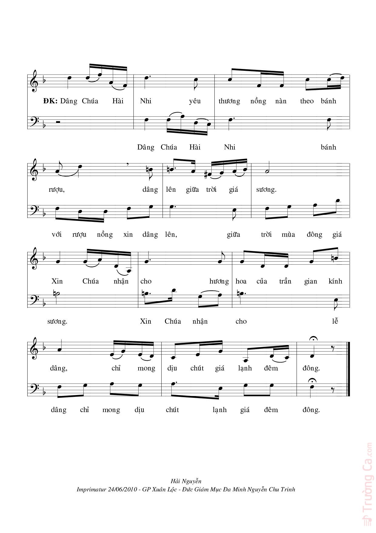 Page 2 of Sheet music PDF Dâng Chúa Hài Nhi - Hải Nguyễn