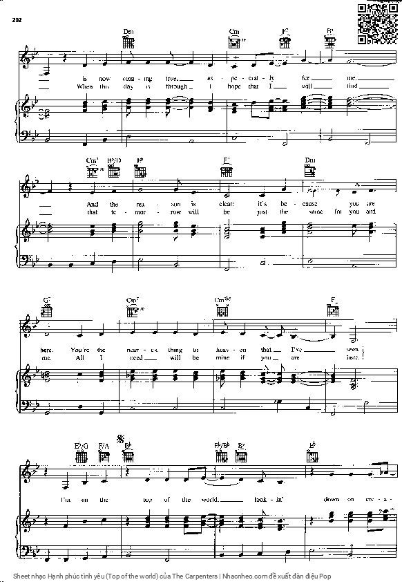 Page 4 of Sheet music PDF Hạnh phúc tình yêu (Top of the world) - The Carpenters