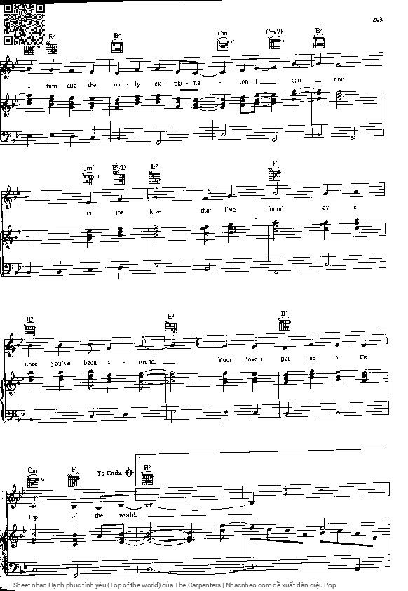 Page 5 of Sheet music PDF Hạnh phúc tình yêu (Top of the world) - The Carpenters