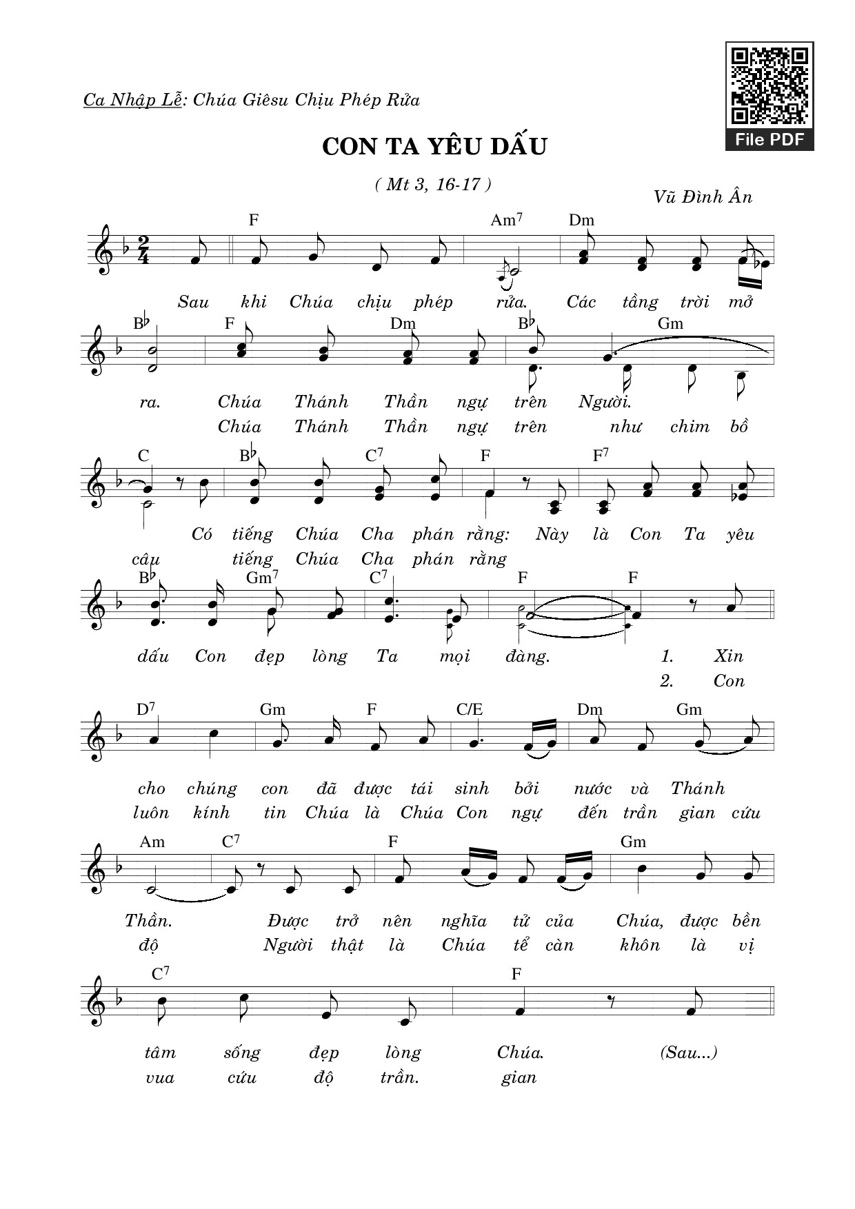 Sheet PDF of Con Ta Yêu Dấu